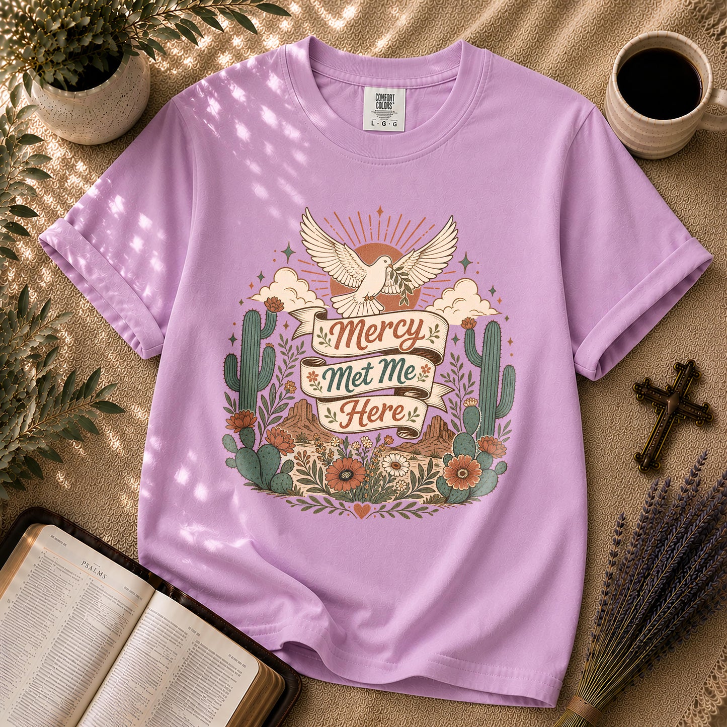 Mercy Met Me Here Boho Christian Graphic T-Shirt