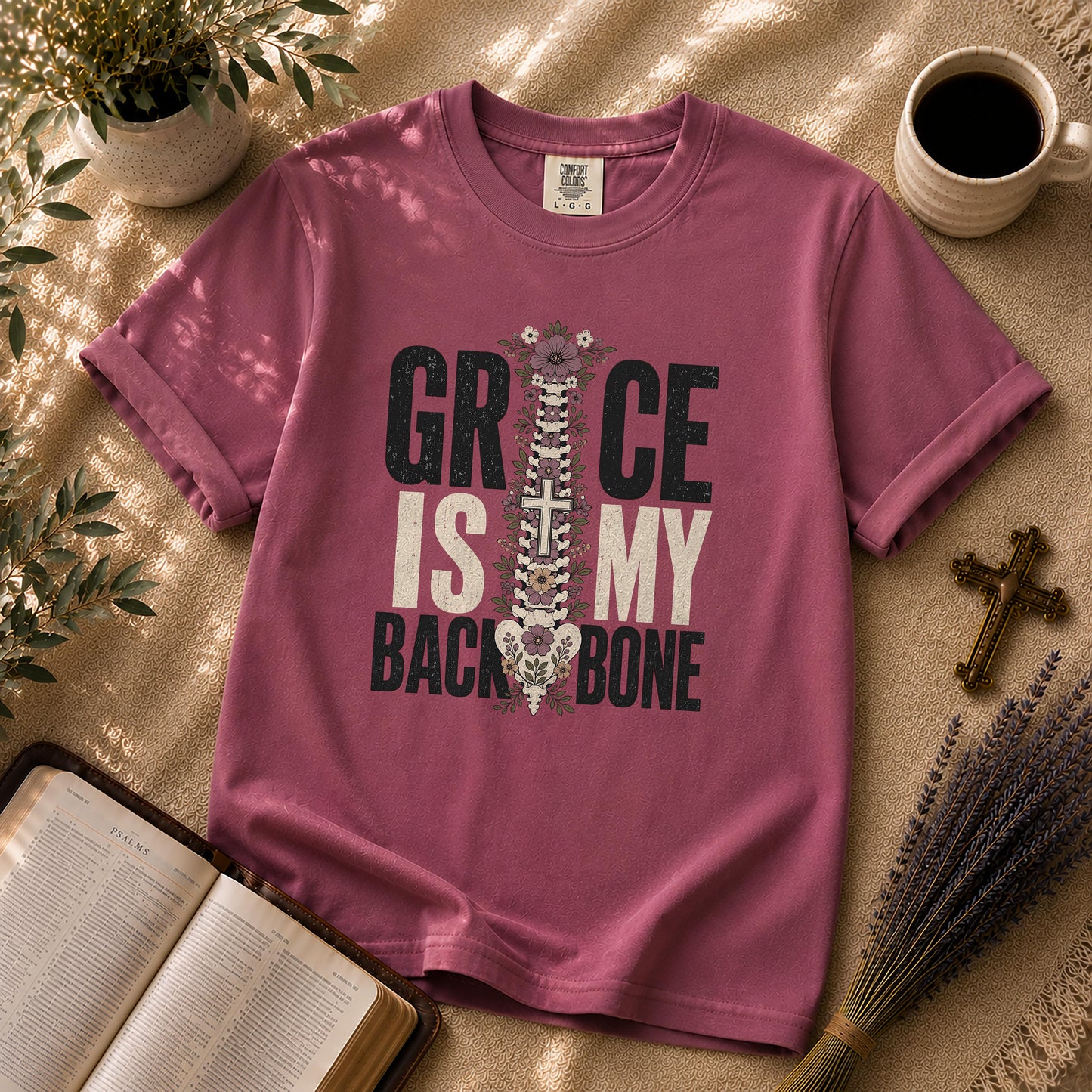 Grace Is My Backbone Alternative Christian T-Shirt