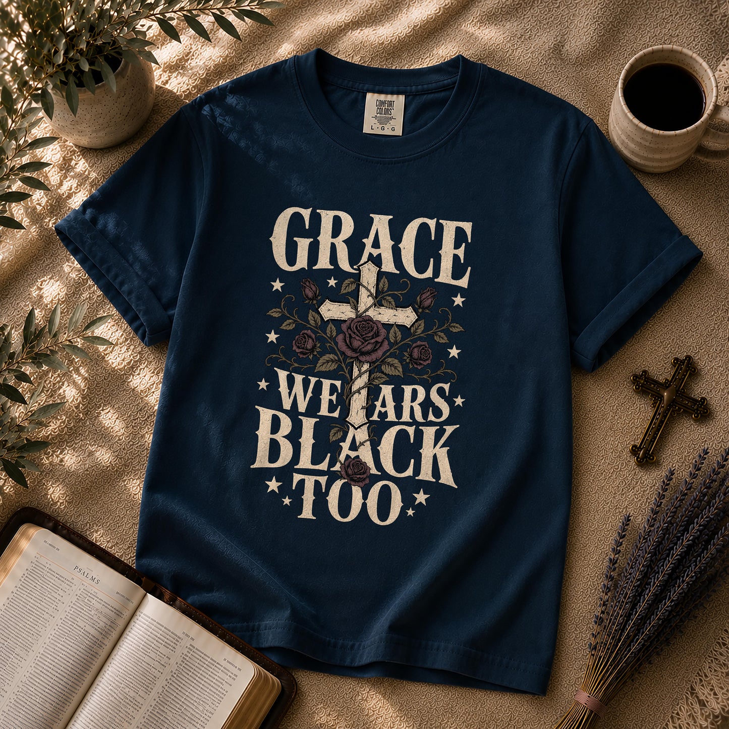 Grace Wears Black Too Gothic Christian Shirt
