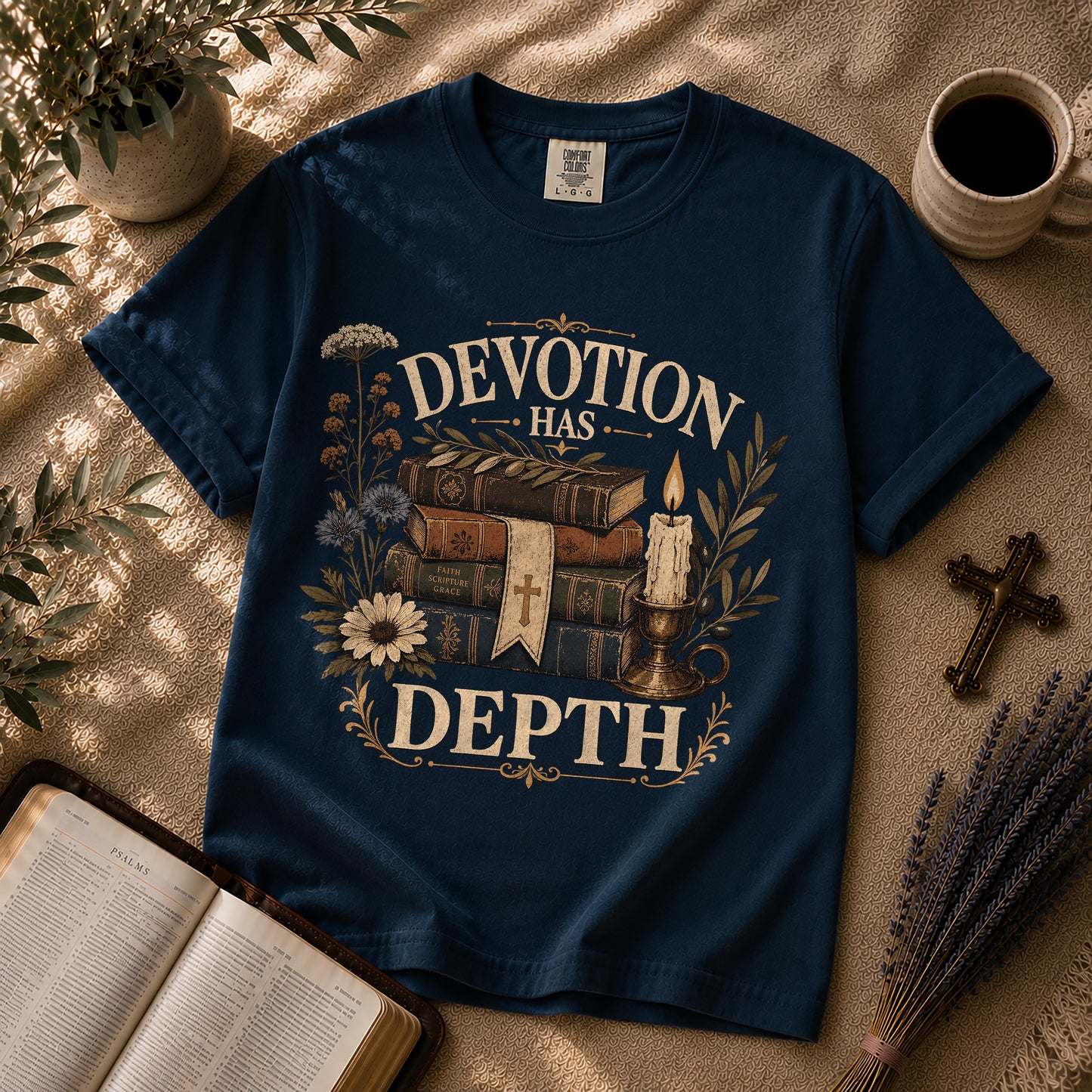 Devotion Has Depth Boho Dark Academia Christian Shirt