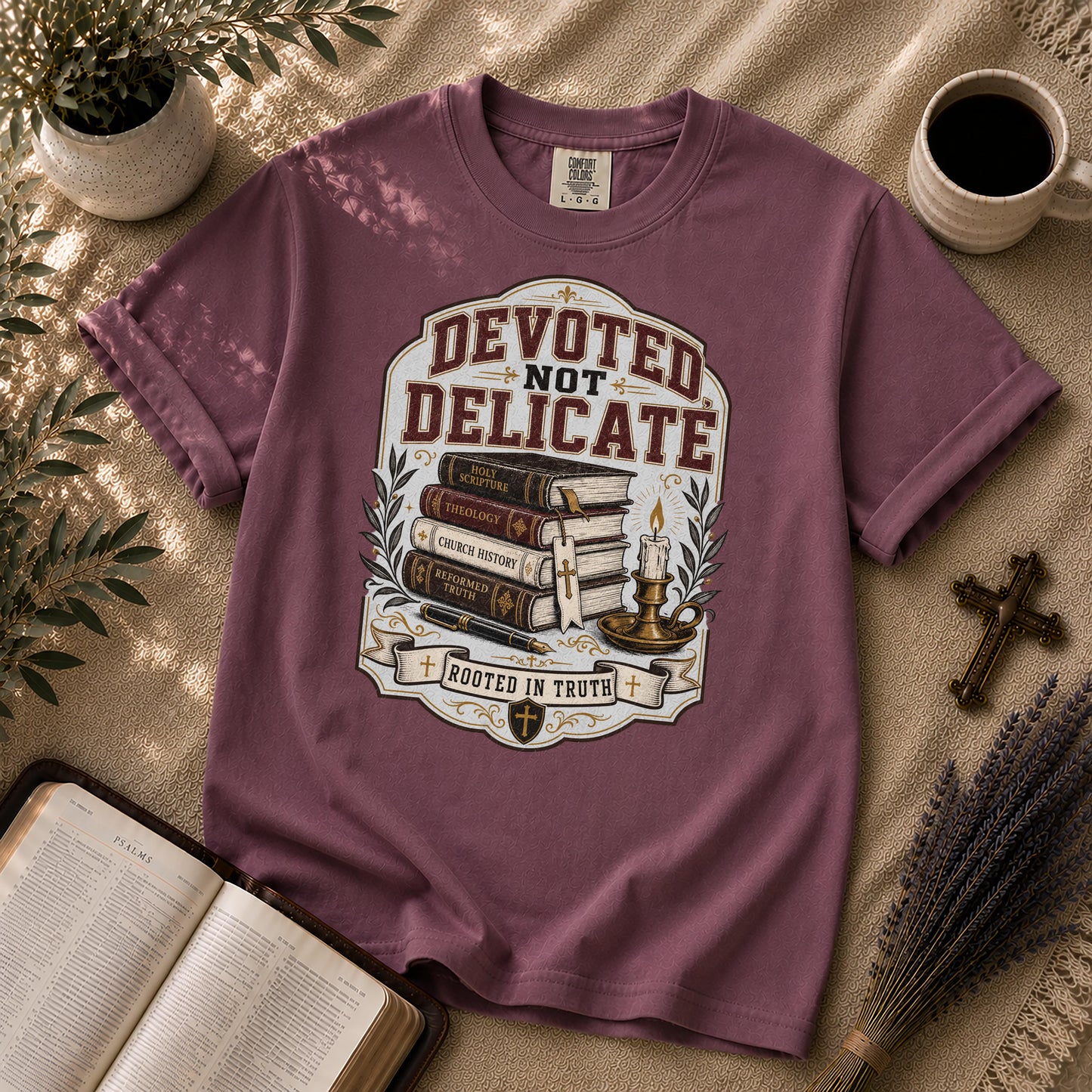 Devoted Not Delicate Dark Academia Christian T-Shirt