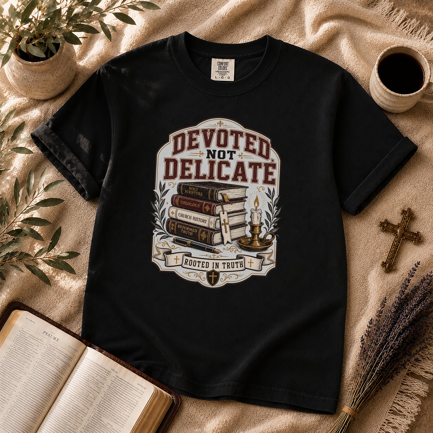 Devoted Not Delicate Dark Academia Christian T-Shirt
