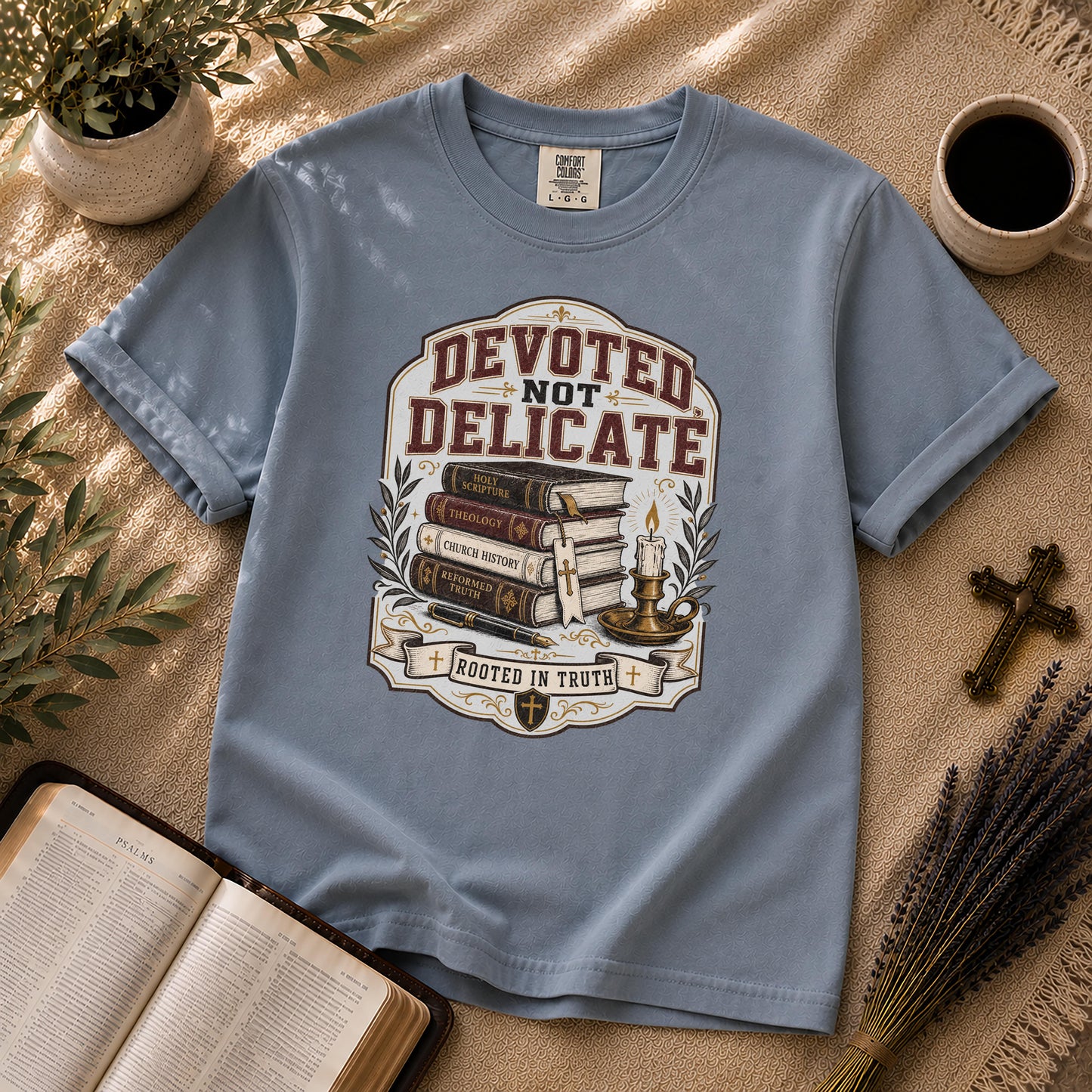Devoted Not Delicate Dark Academia Christian T-Shirt