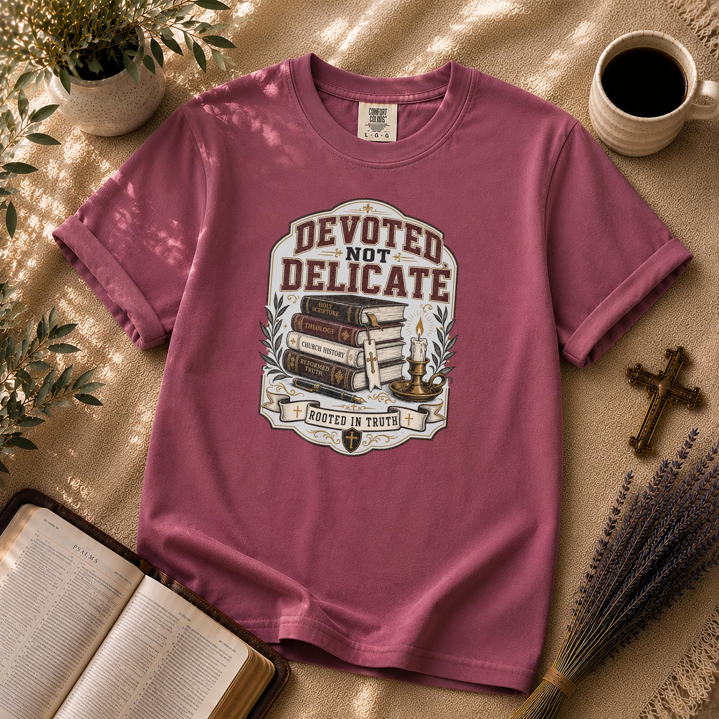 Devoted Not Delicate Dark Academia Christian T-Shirt