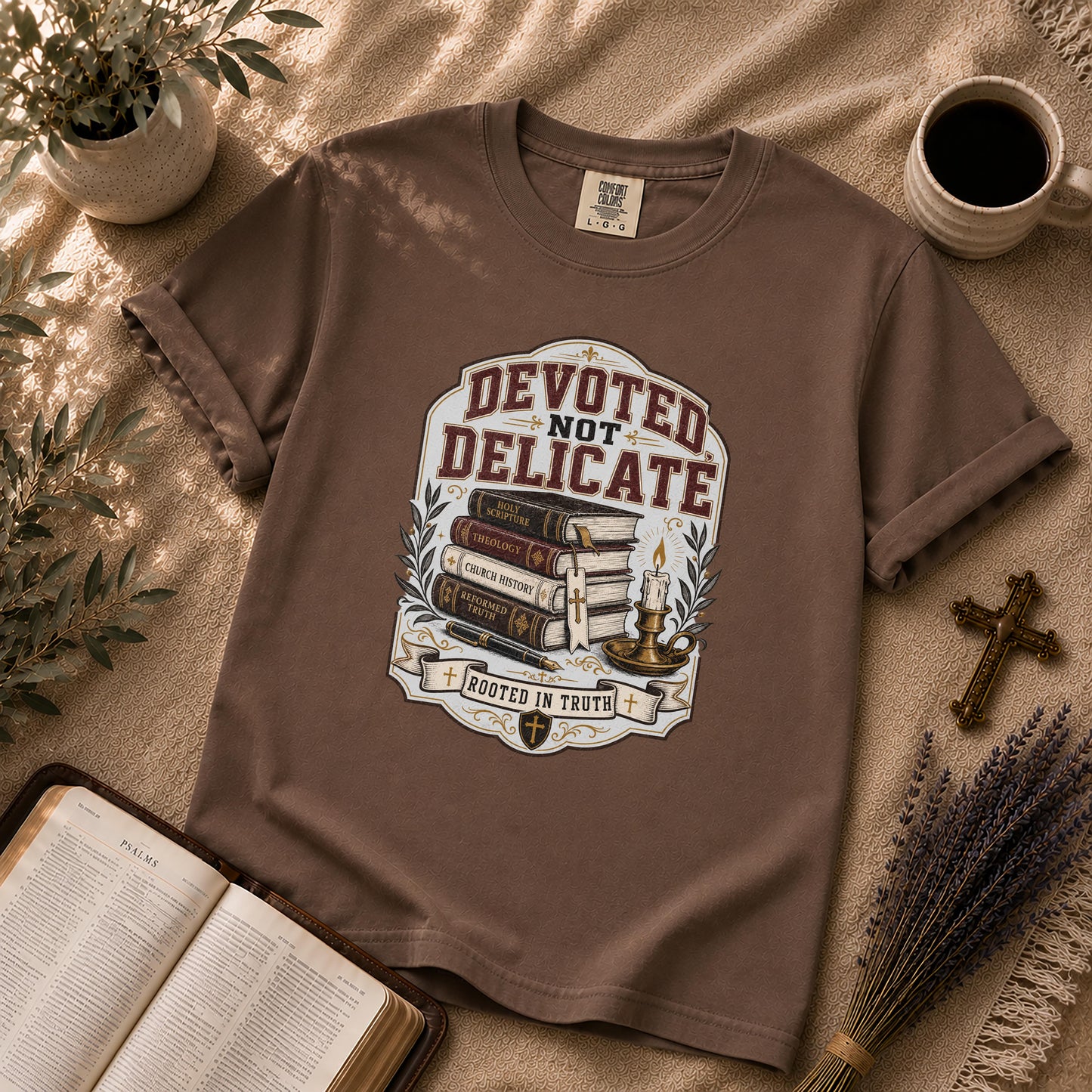 Devoted Not Delicate Dark Academia Christian T-Shirt
