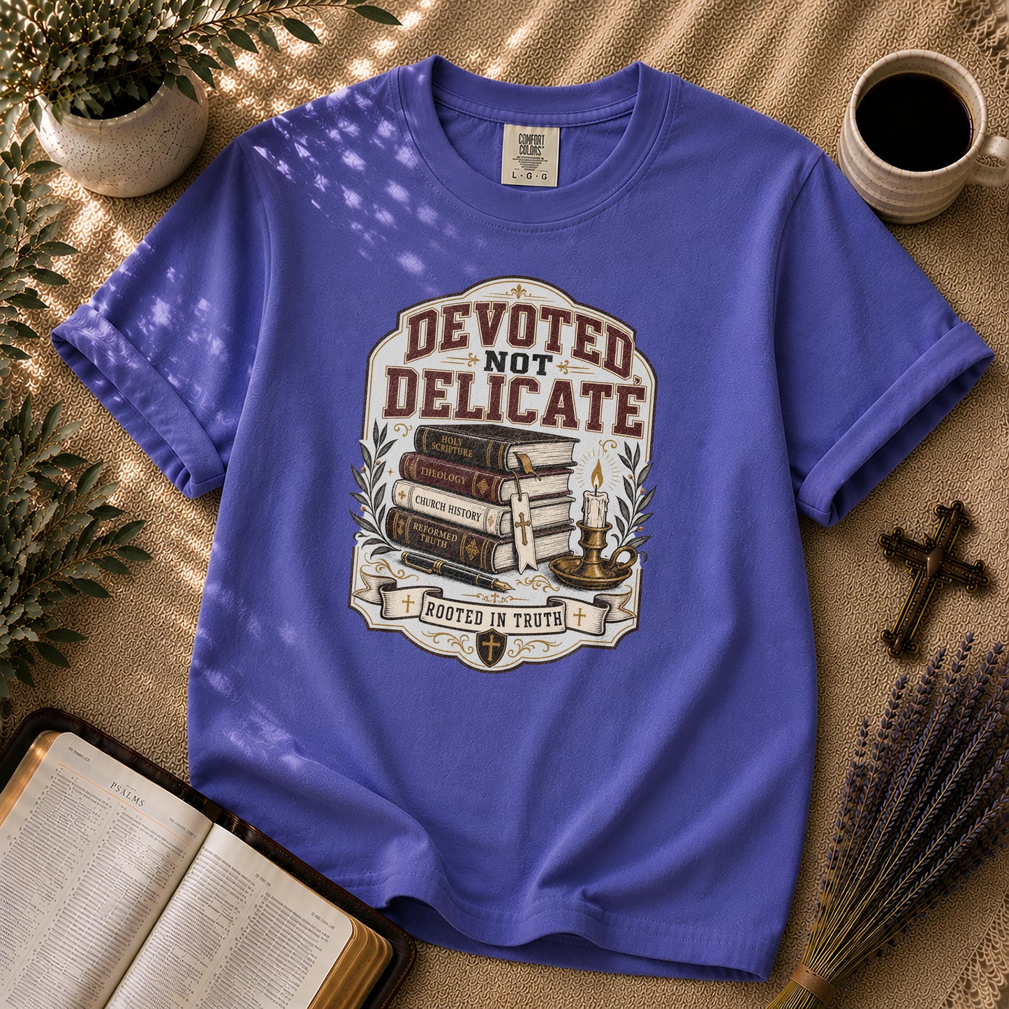 Devoted Not Delicate Dark Academia Christian T-Shirt