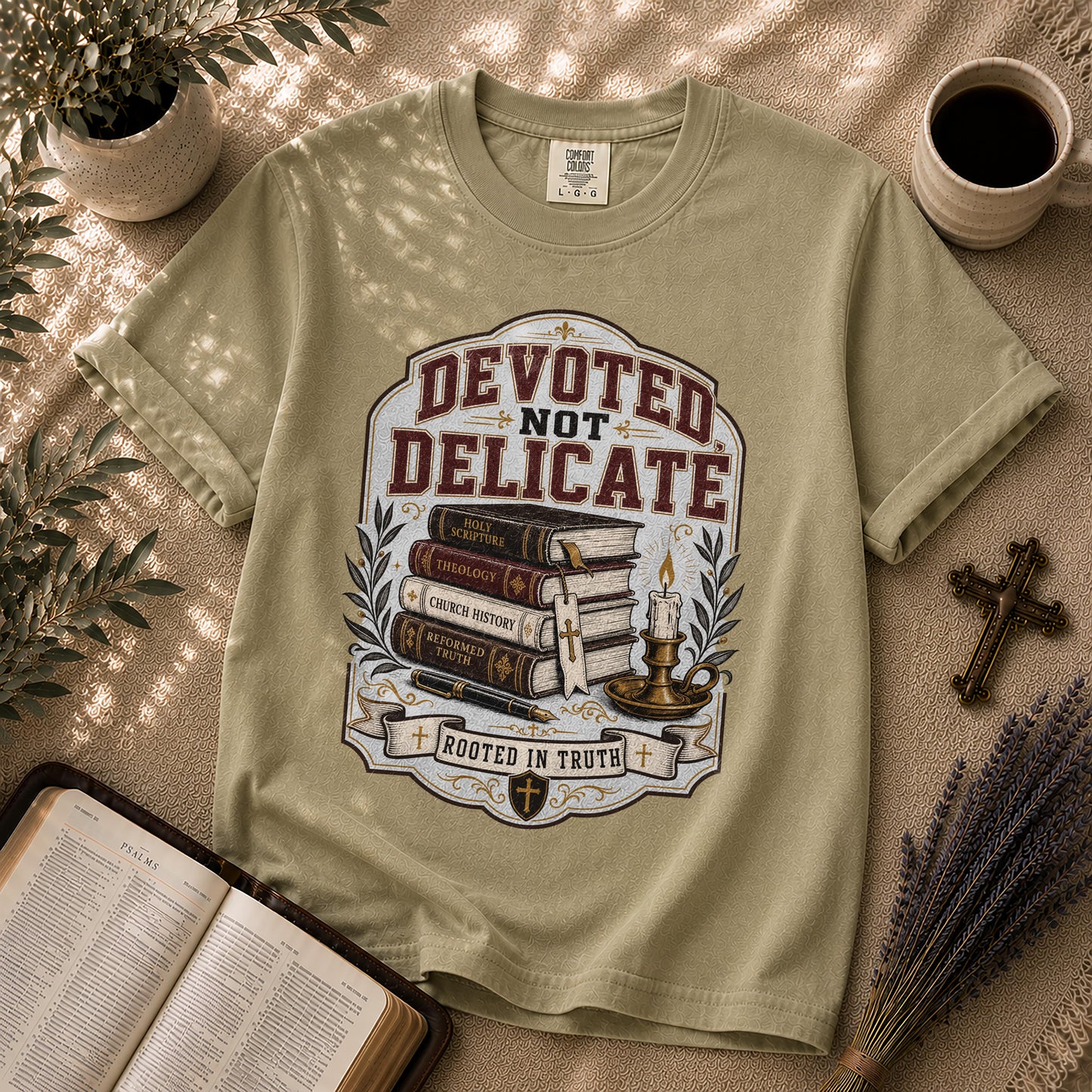 Devoted Not Delicate Dark Academia Christian T-Shirt