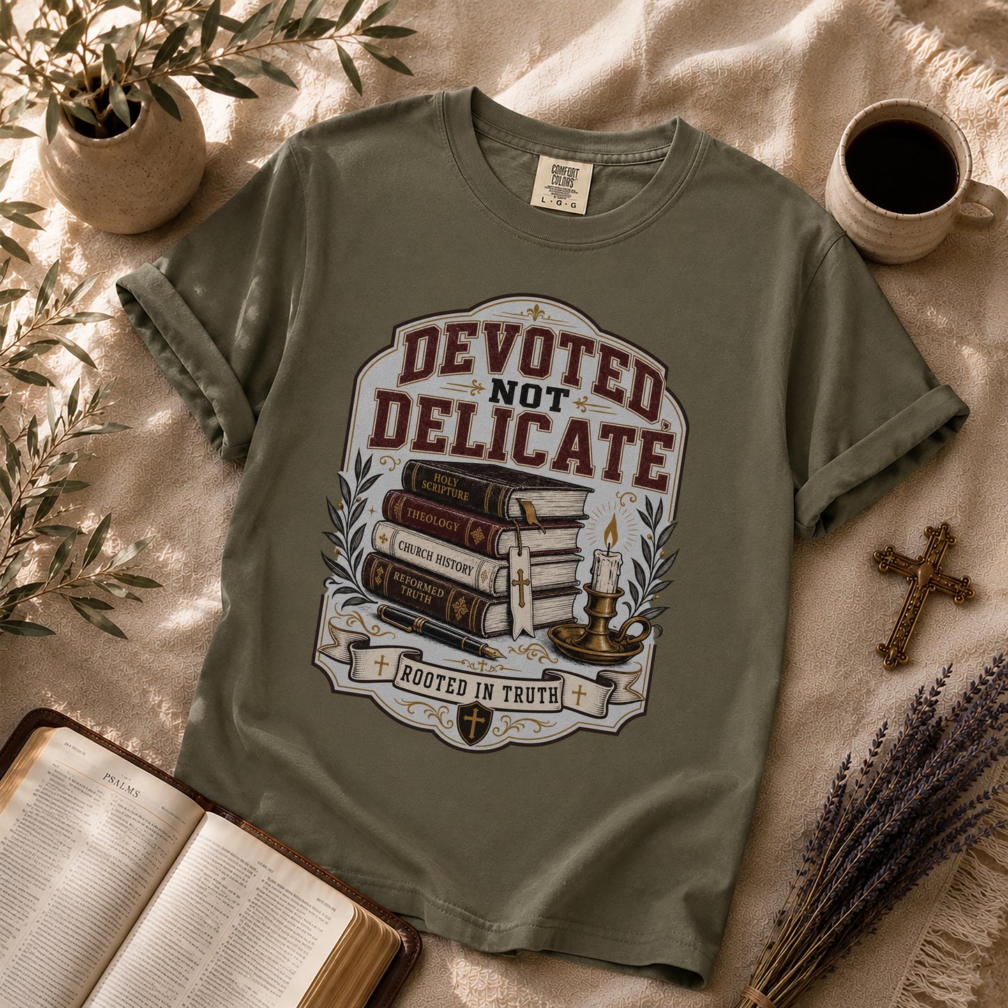 Devoted Not Delicate Dark Academia Christian T-Shirt