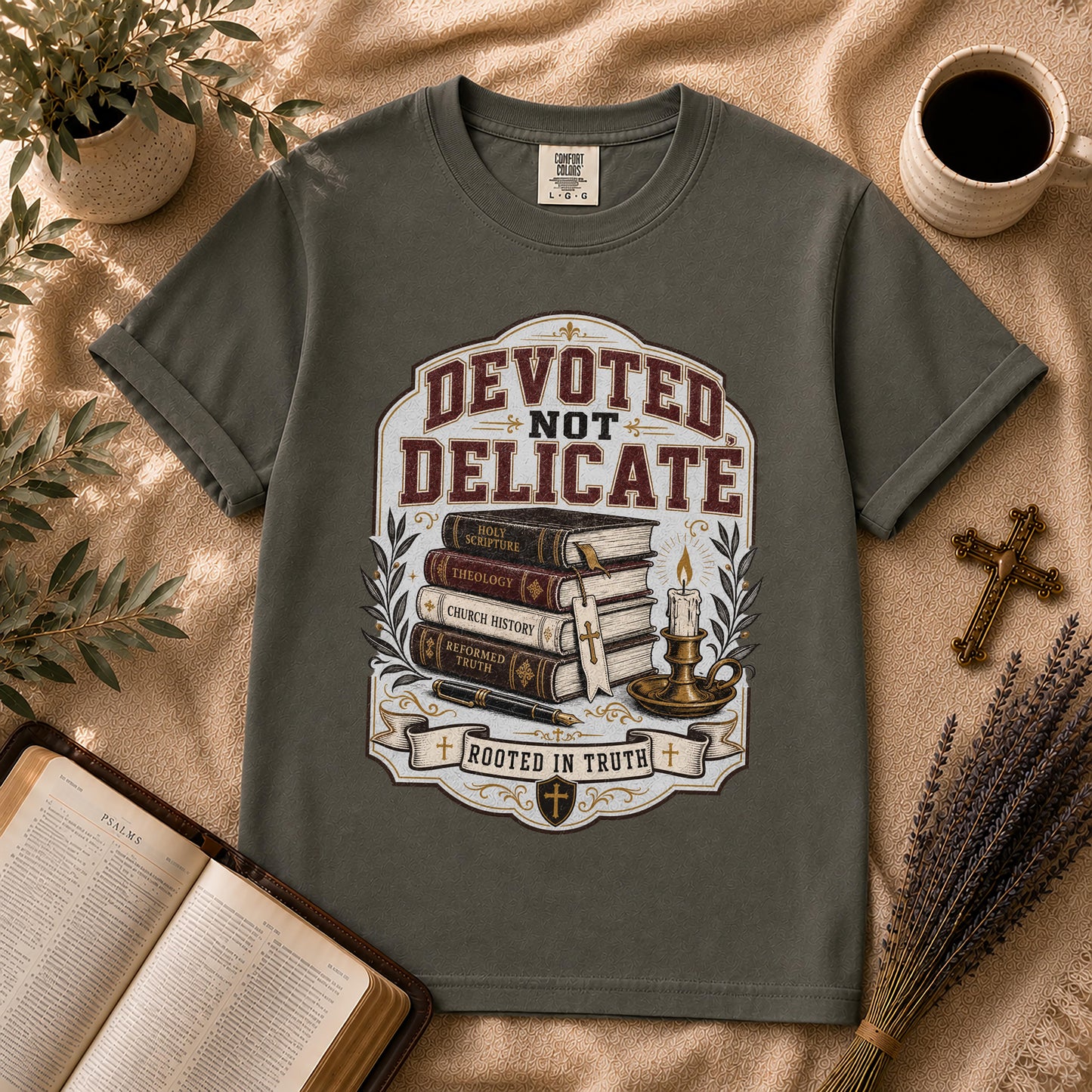Devoted Not Delicate Dark Academia Christian T-Shirt