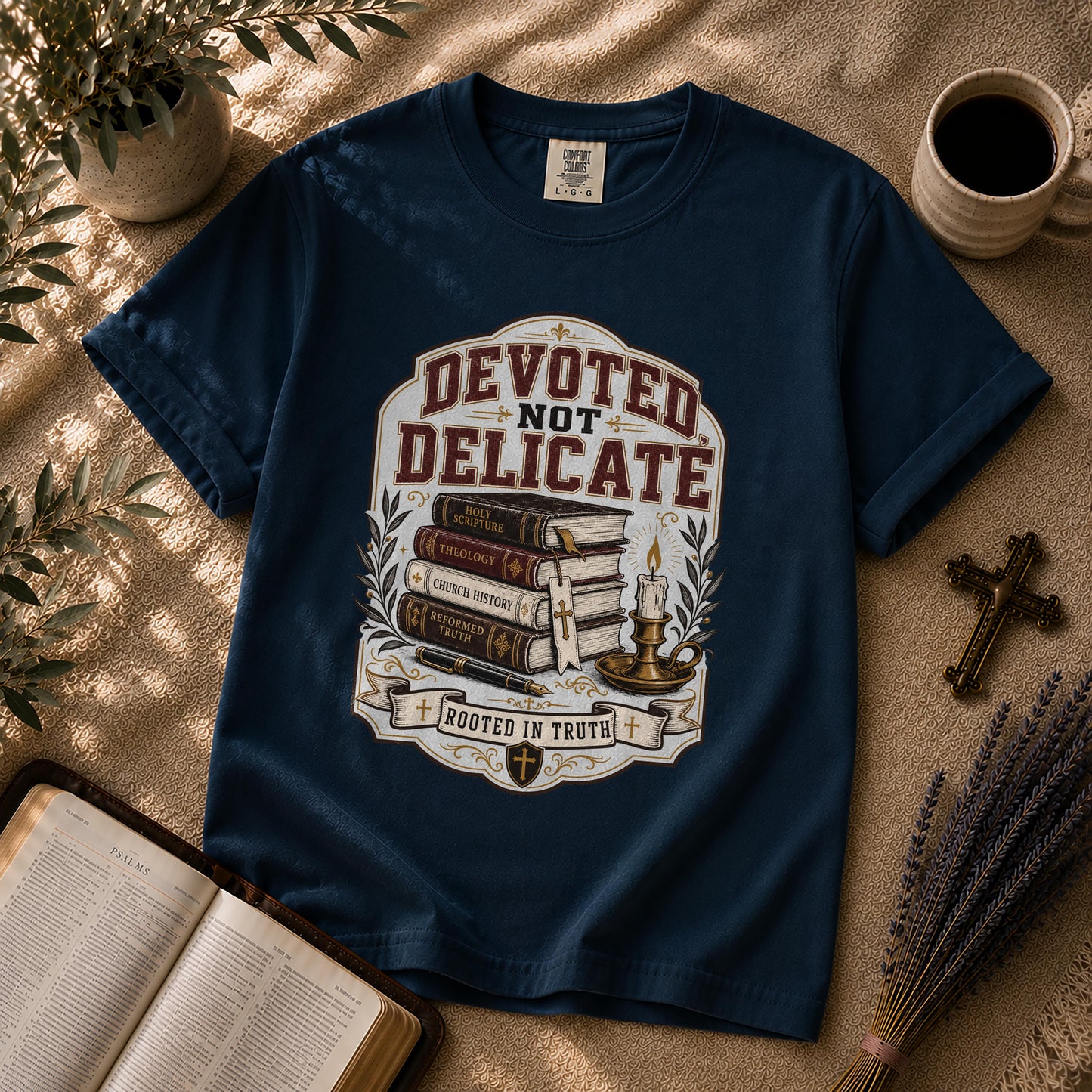 Devoted Not Delicate Dark Academia Christian T-Shirt