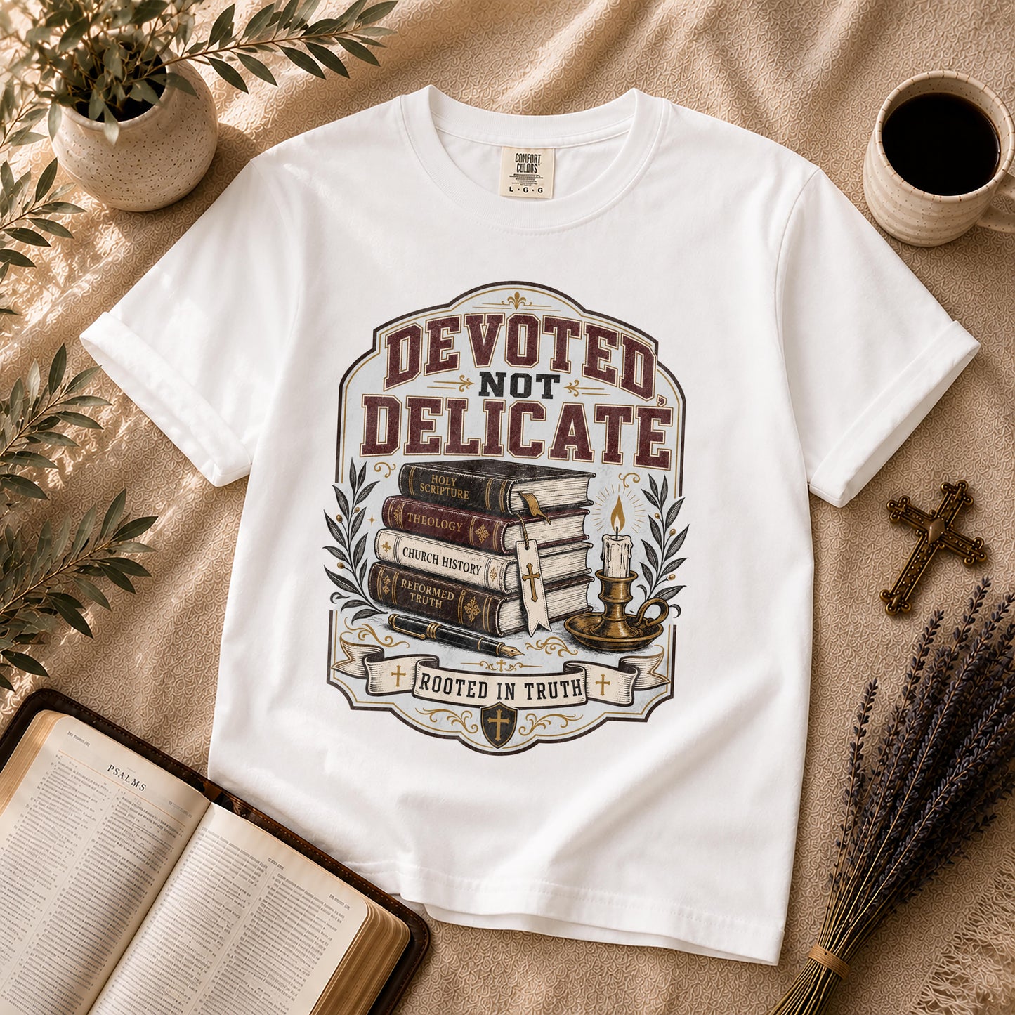 Devoted Not Delicate Dark Academia Christian T-Shirt
