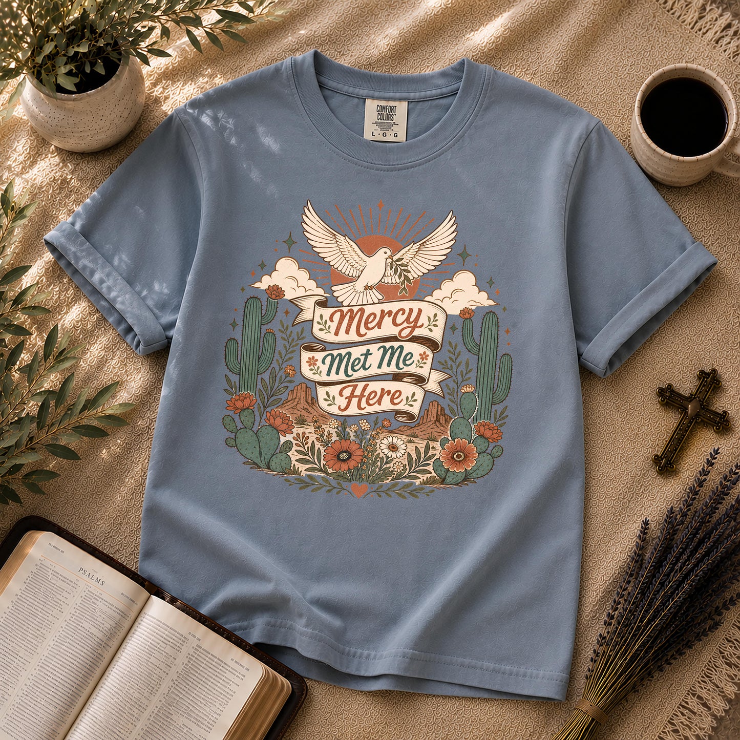 Mercy Met Me Here Boho Christian Graphic T-Shirt