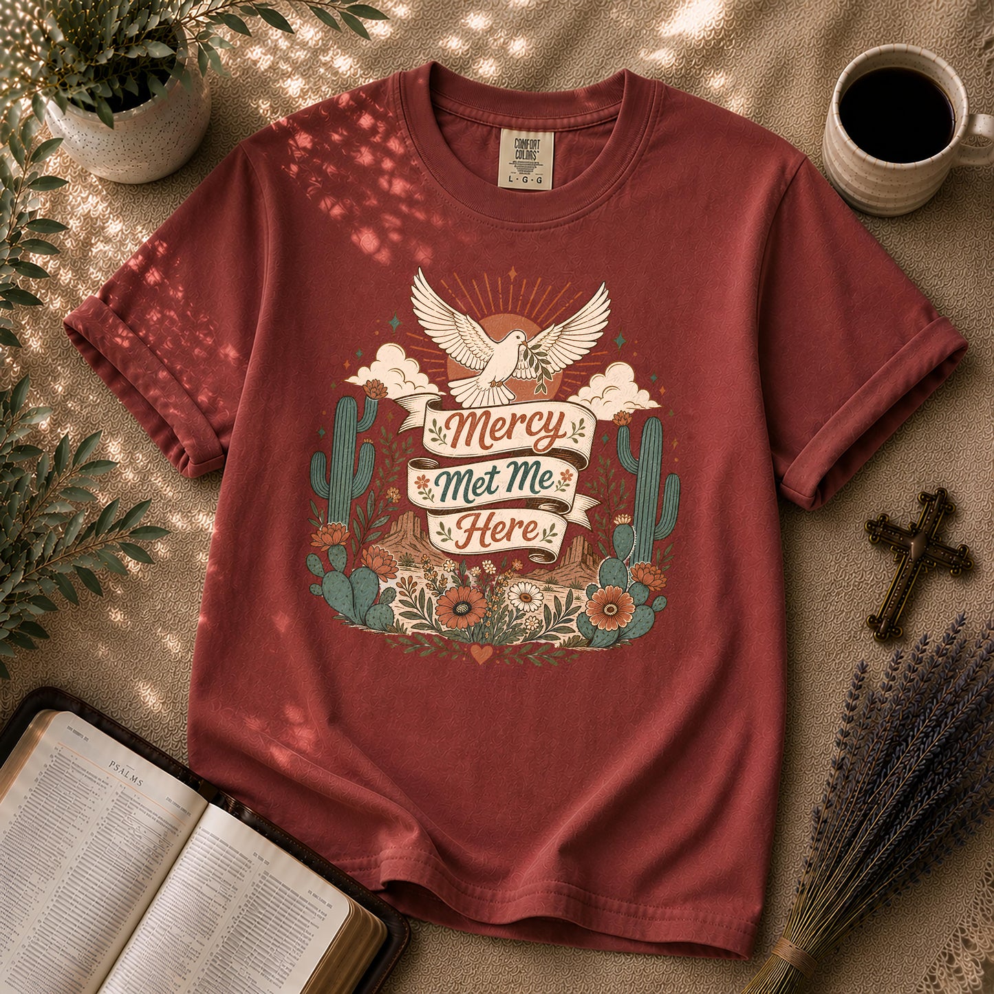 Mercy Met Me Here Boho Christian Graphic T-Shirt