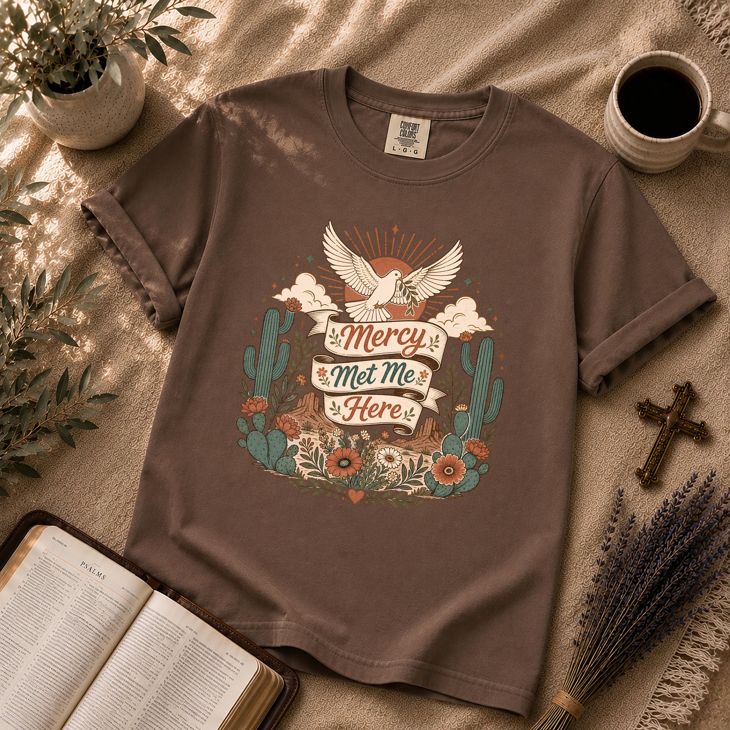 Mercy Met Me Here Boho Christian Graphic T-Shirt