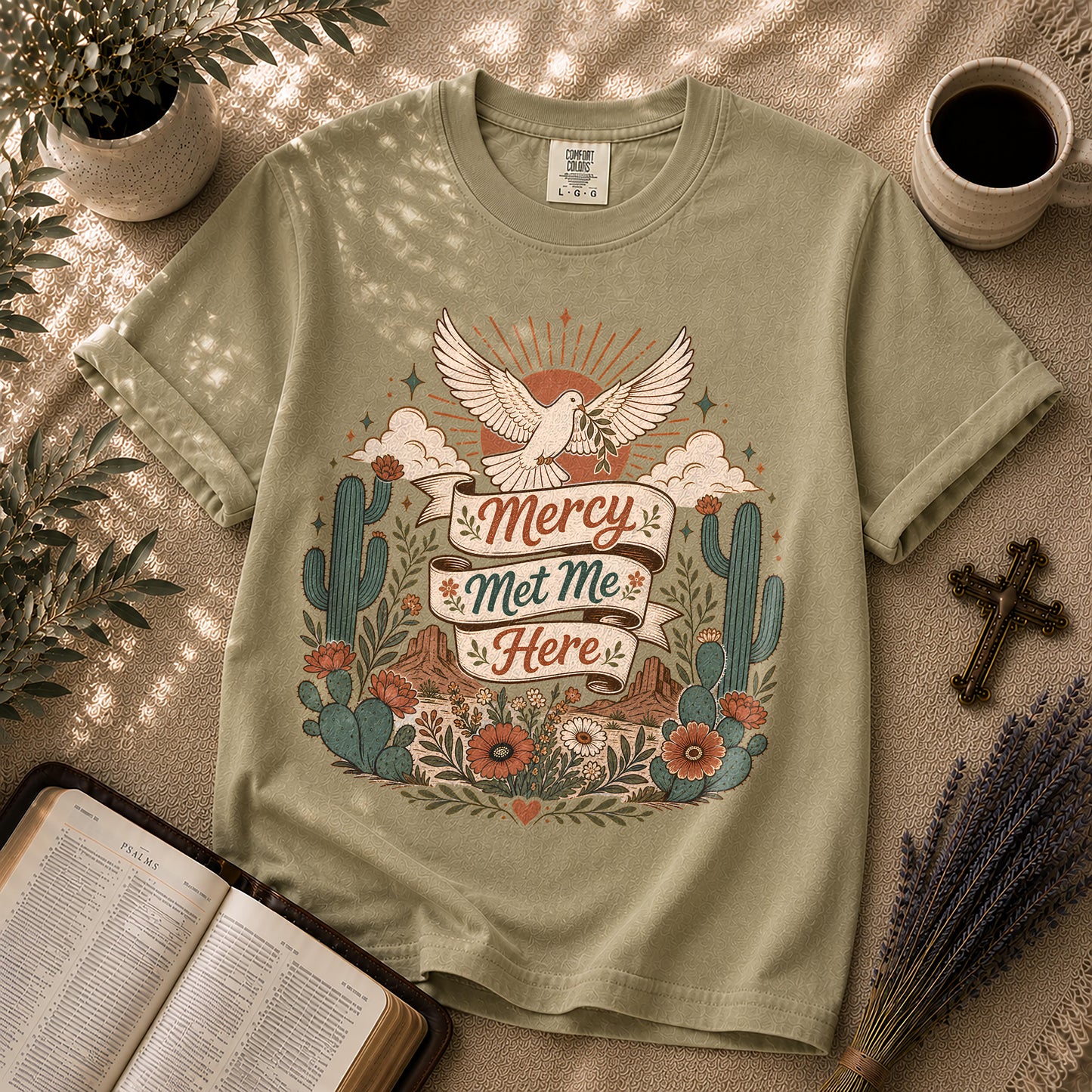 Mercy Met Me Here Boho Christian Graphic T-Shirt