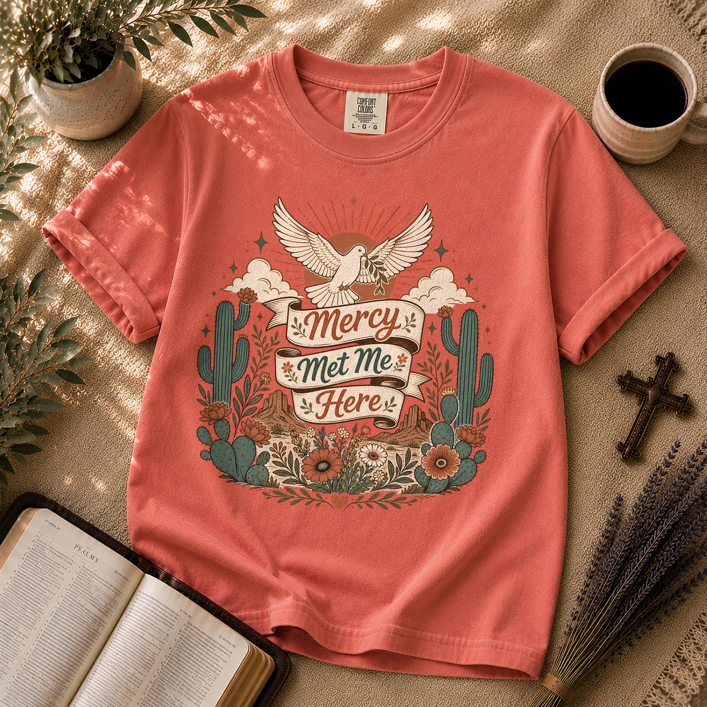 Mercy Met Me Here Boho Christian Graphic T-Shirt
