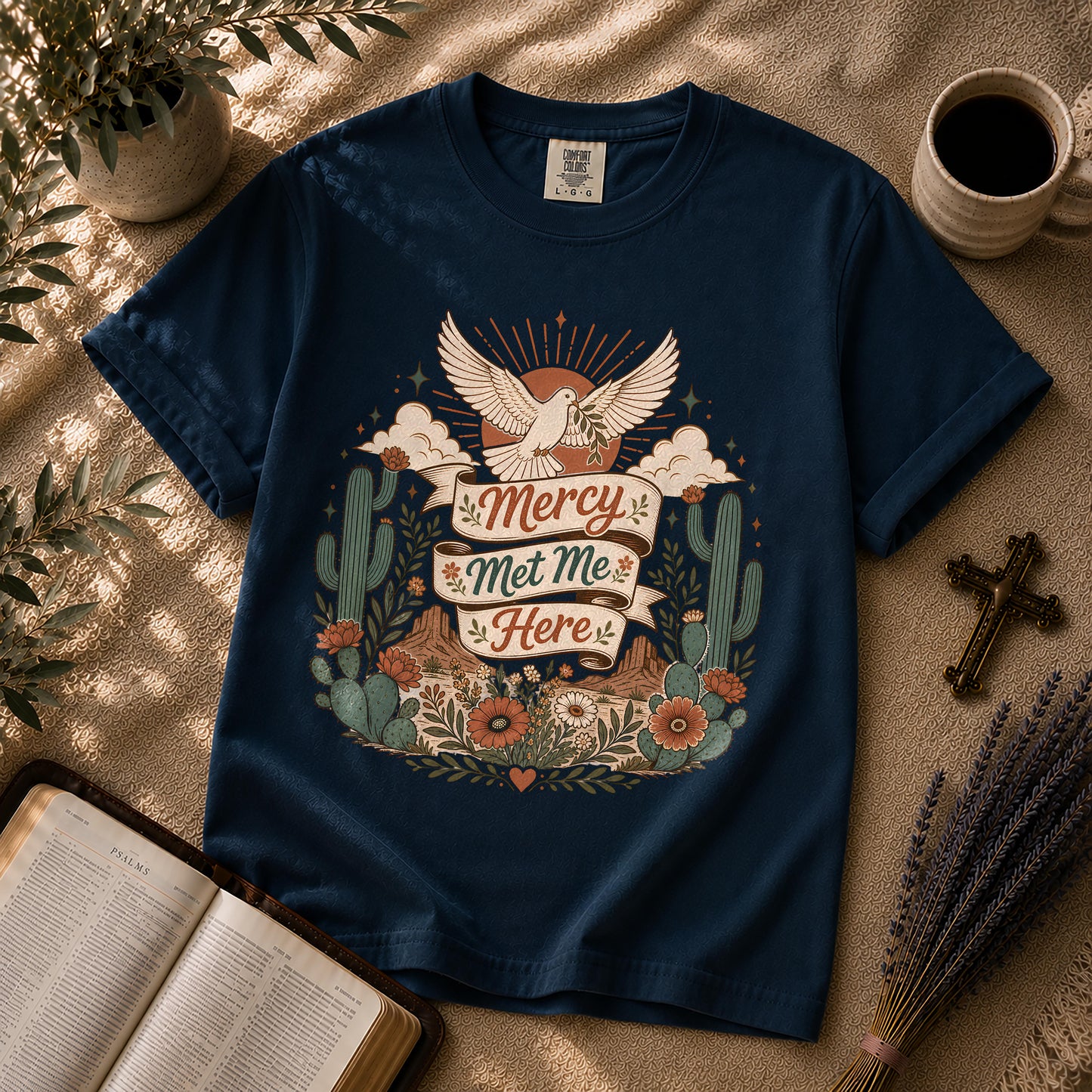 Mercy Met Me Here Boho Christian Graphic T-Shirt