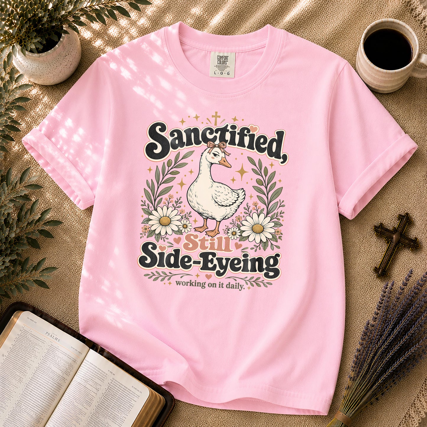 Sanctified Still Side-Eyeing Funny Christian Goose T-Shirt