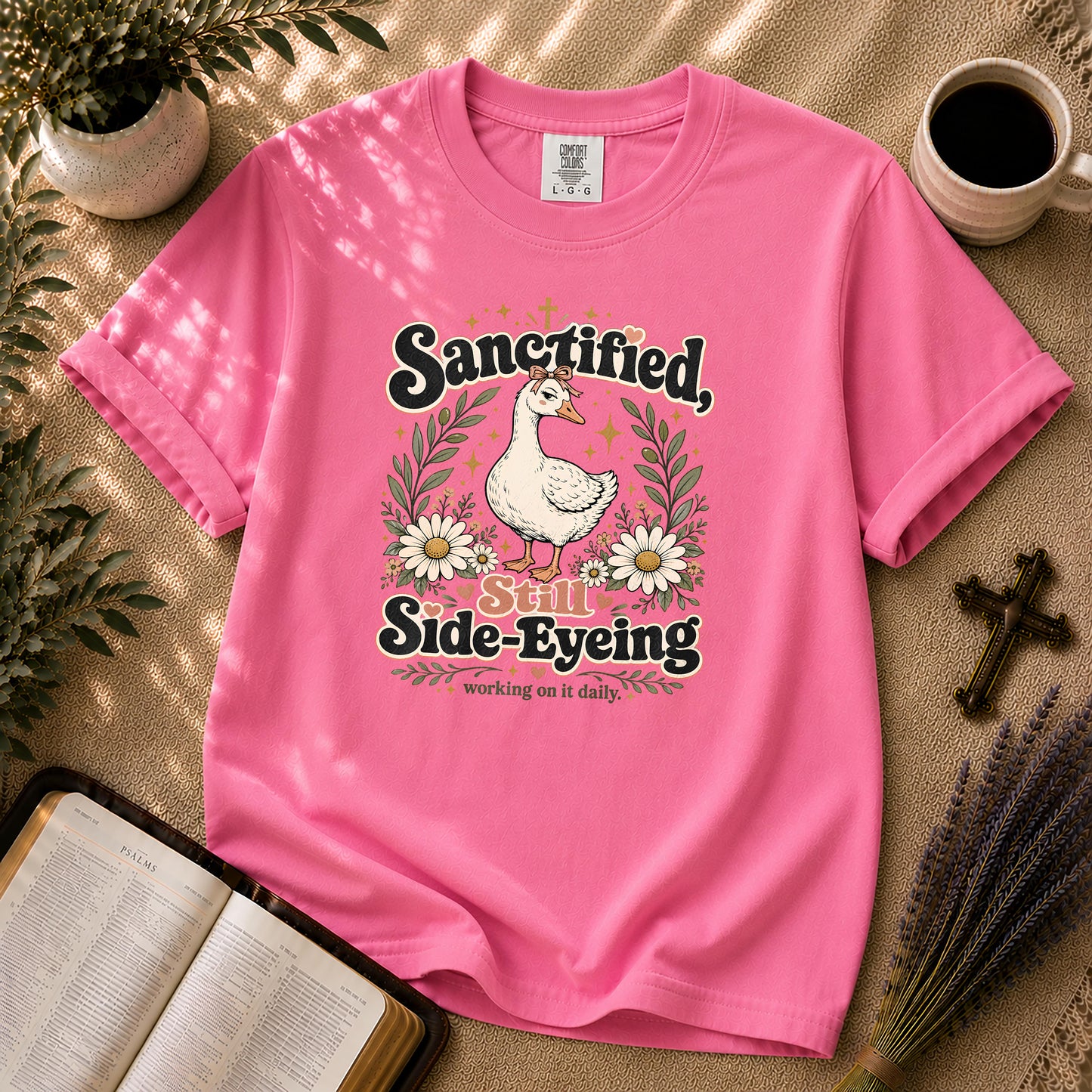 Sanctified Still Side-Eyeing Funny Christian Goose T-Shirt