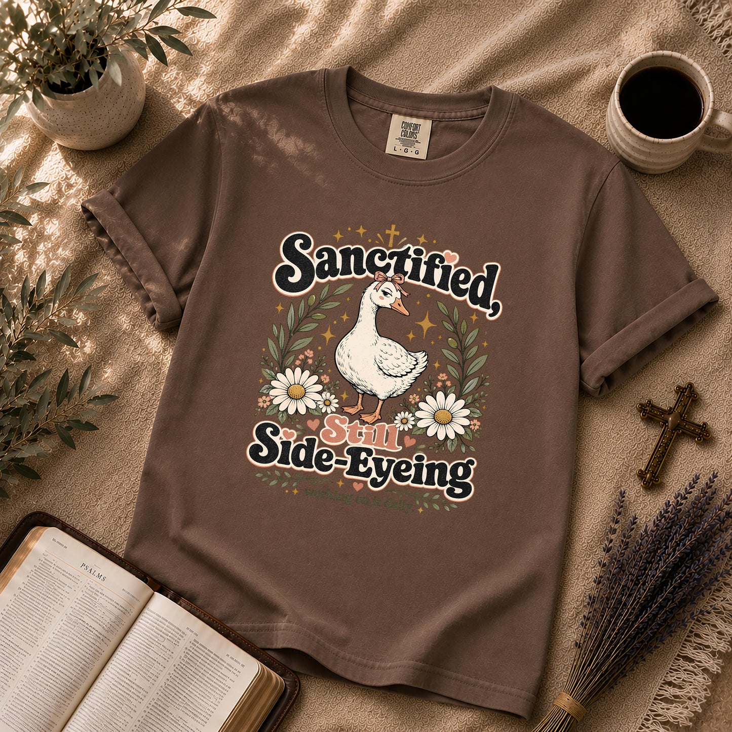 Sanctified Still Side-Eyeing Funny Christian Goose T-Shirt