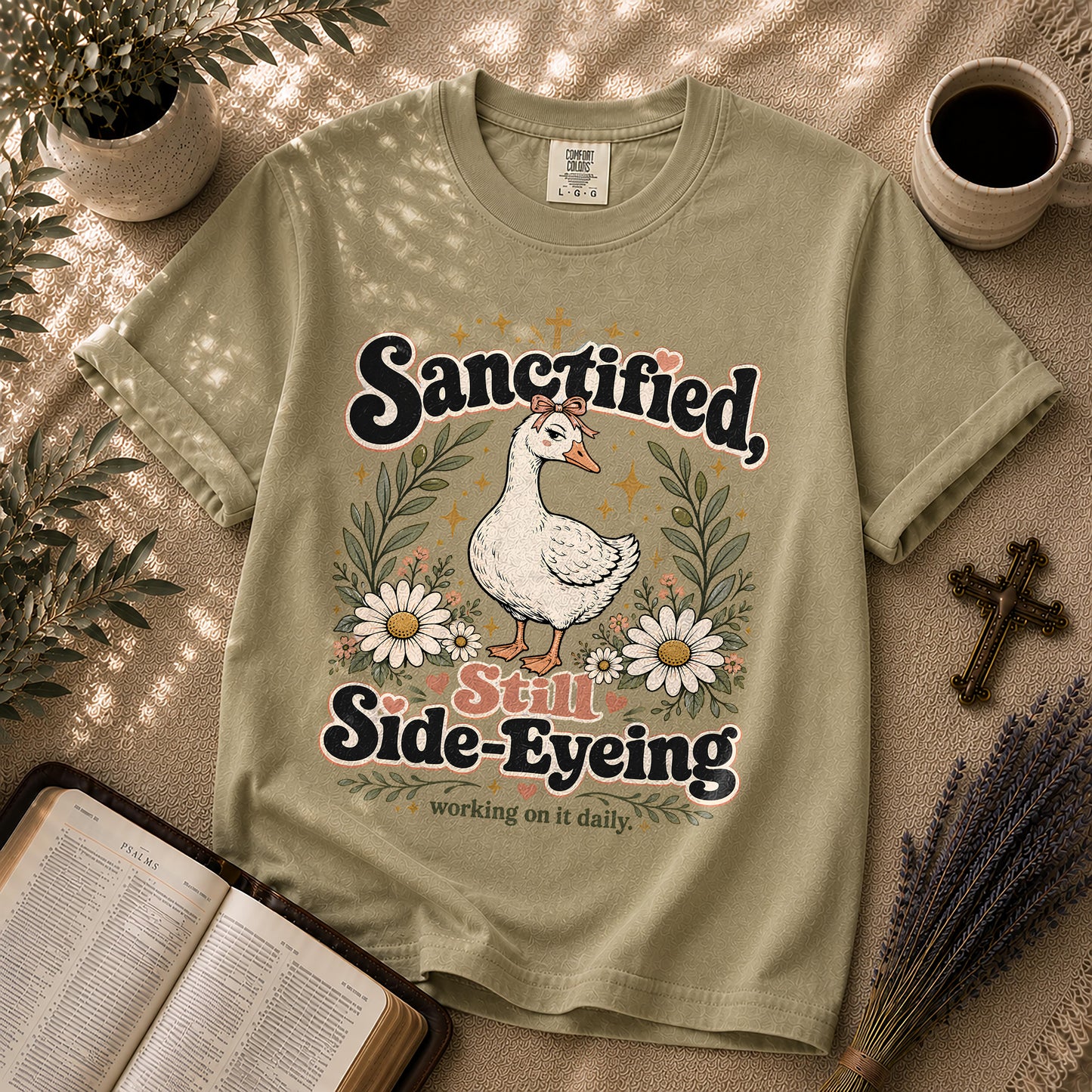 Sanctified Still Side-Eyeing Funny Christian Goose T-Shirt