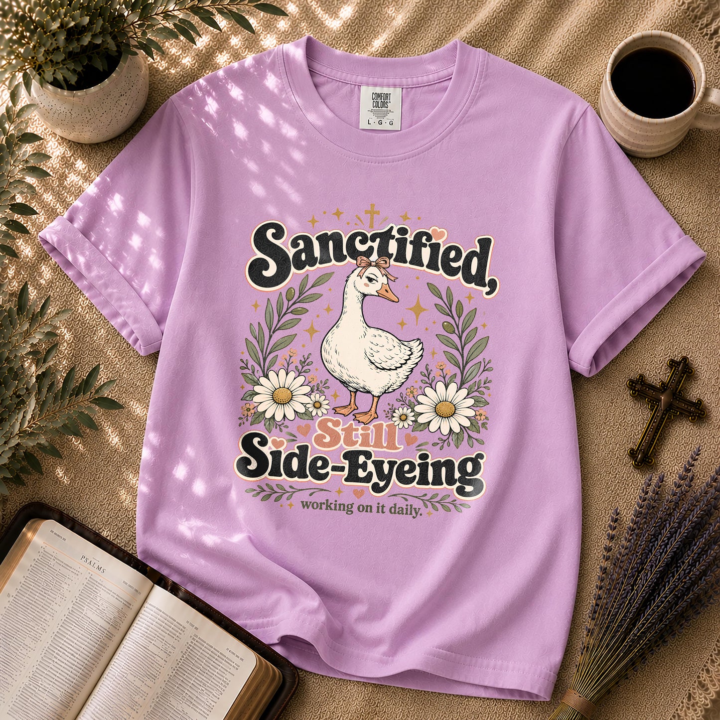 Sanctified Still Side-Eyeing Funny Christian Goose T-Shirt