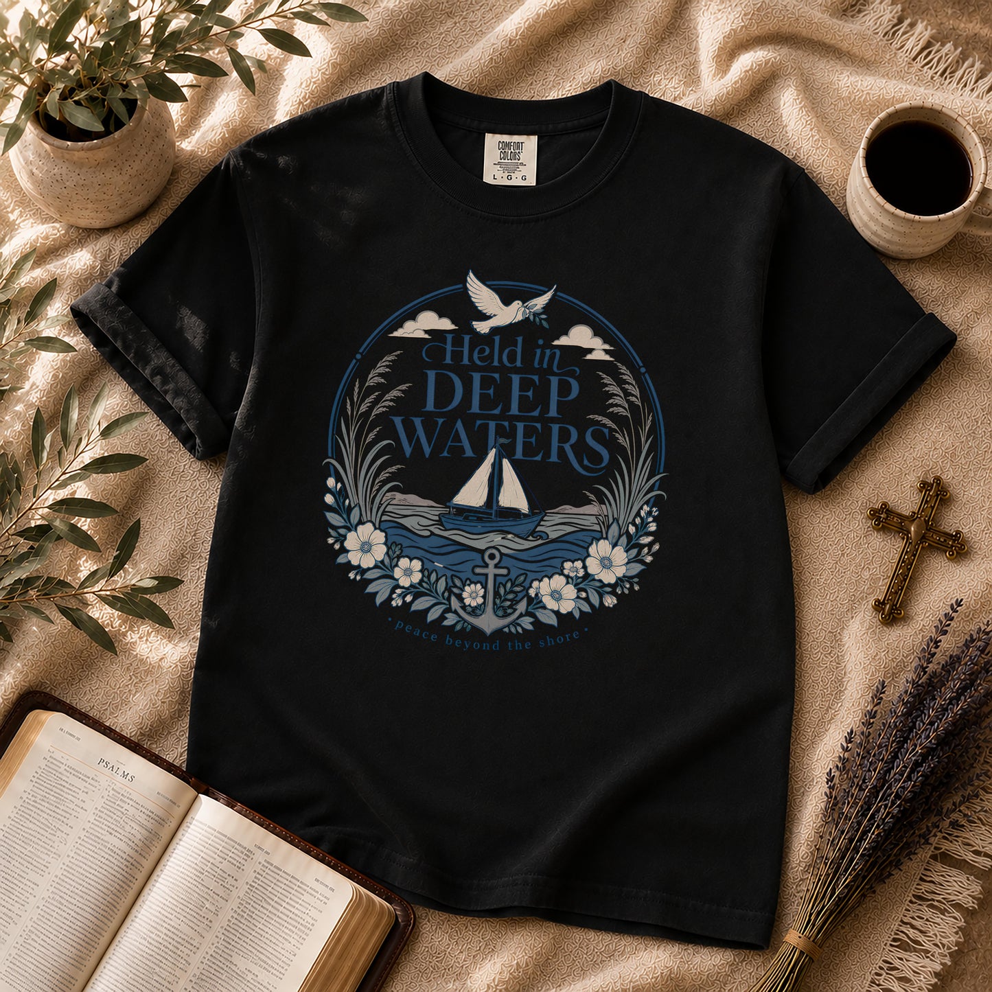 Held in Deep Waters Coastal Christian T-Shirt