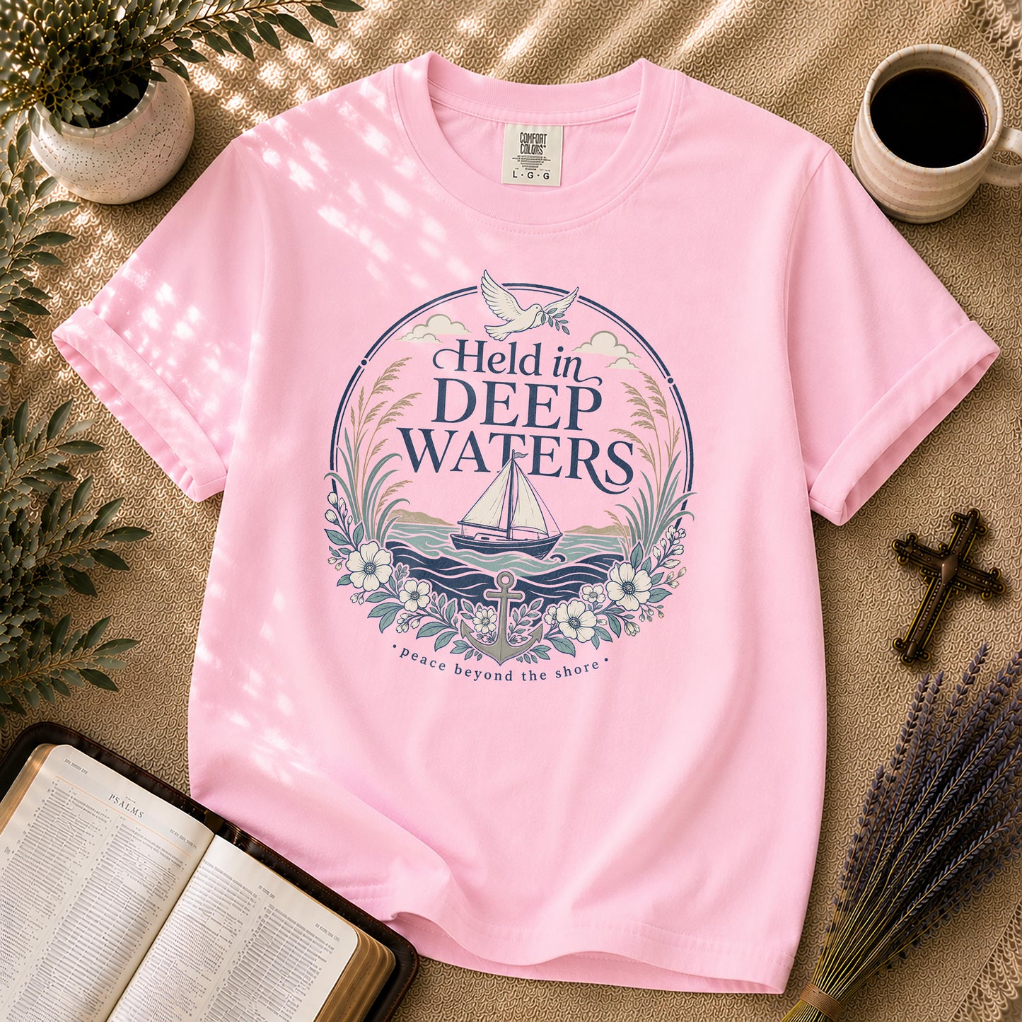 Held in Deep Waters Coastal Christian T-Shirt