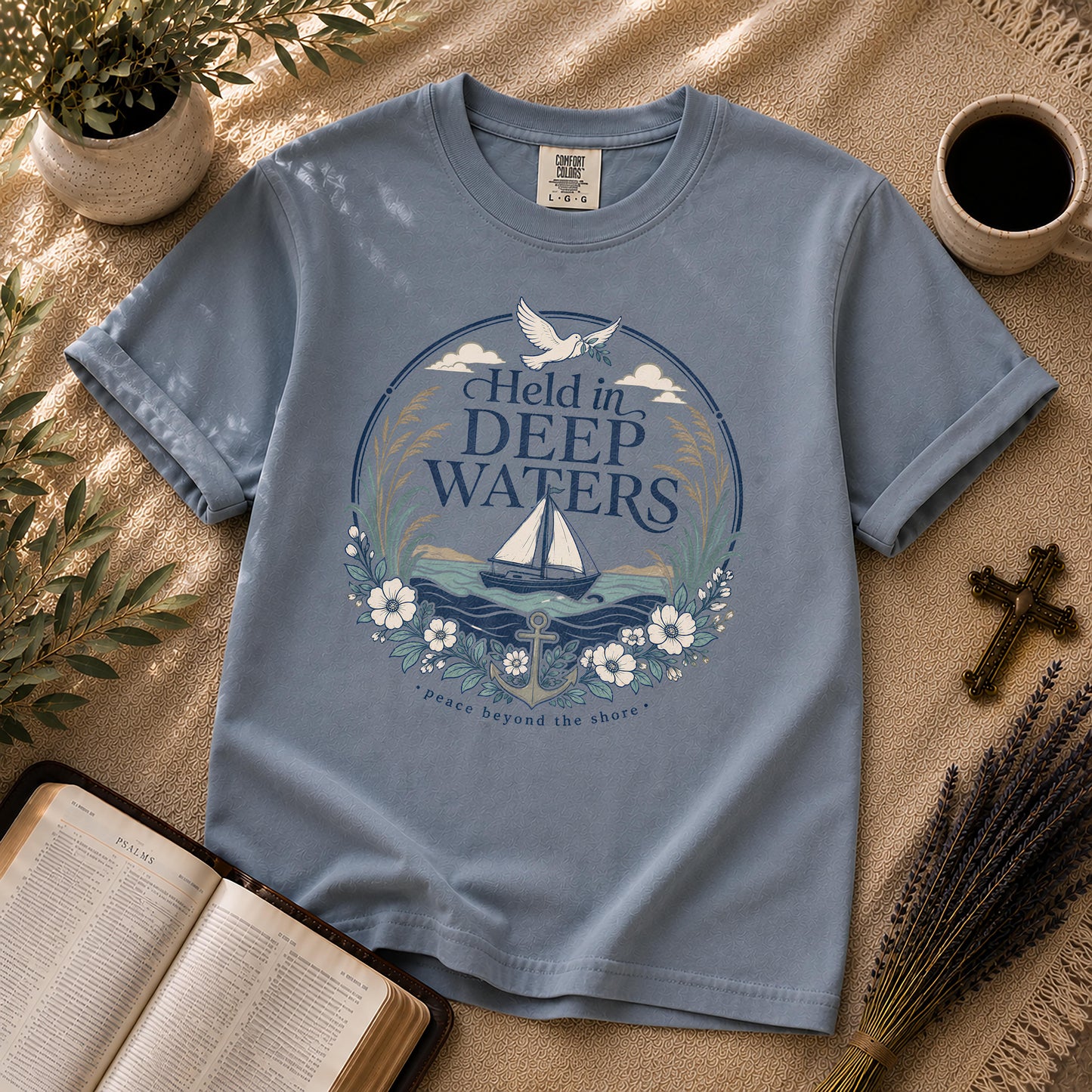 Held in Deep Waters Coastal Christian T-Shirt