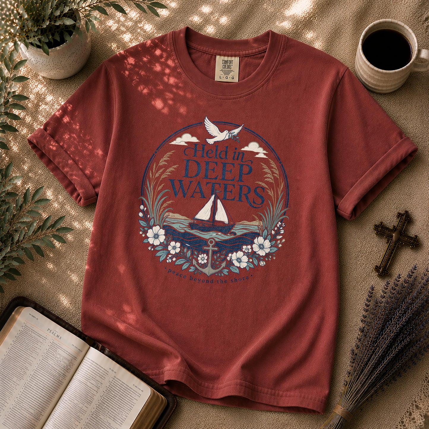 Held in Deep Waters Coastal Christian T-Shirt