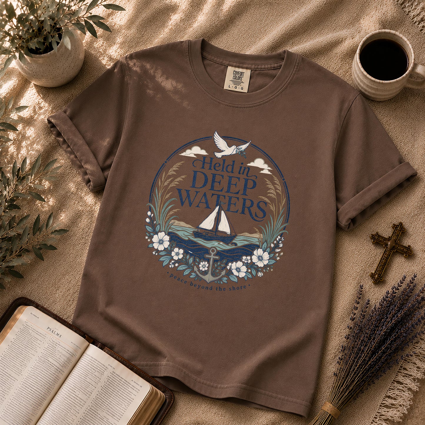 Held in Deep Waters Coastal Christian T-Shirt