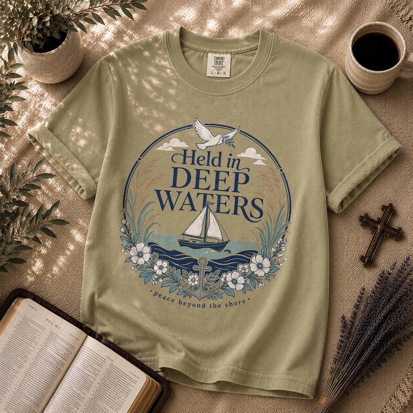 Held in Deep Waters Coastal Christian T-Shirt