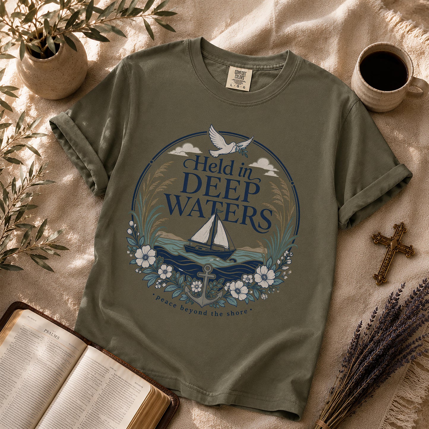 Held in Deep Waters Coastal Christian T-Shirt