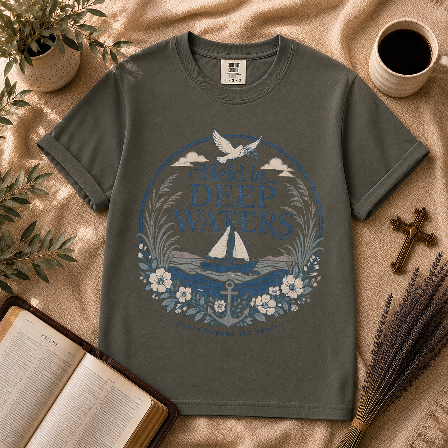Held in Deep Waters Coastal Christian T-Shirt