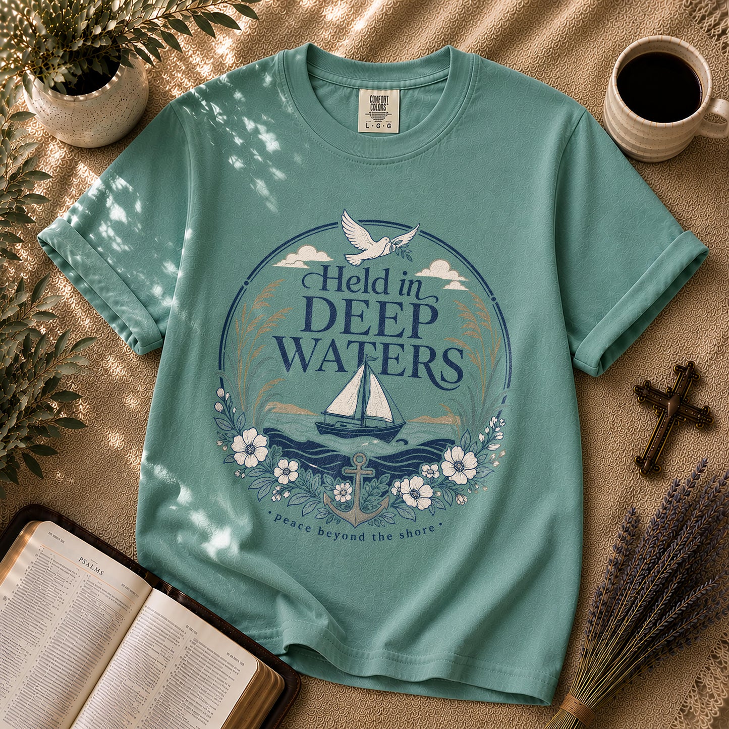 Held in Deep Waters Coastal Christian T-Shirt