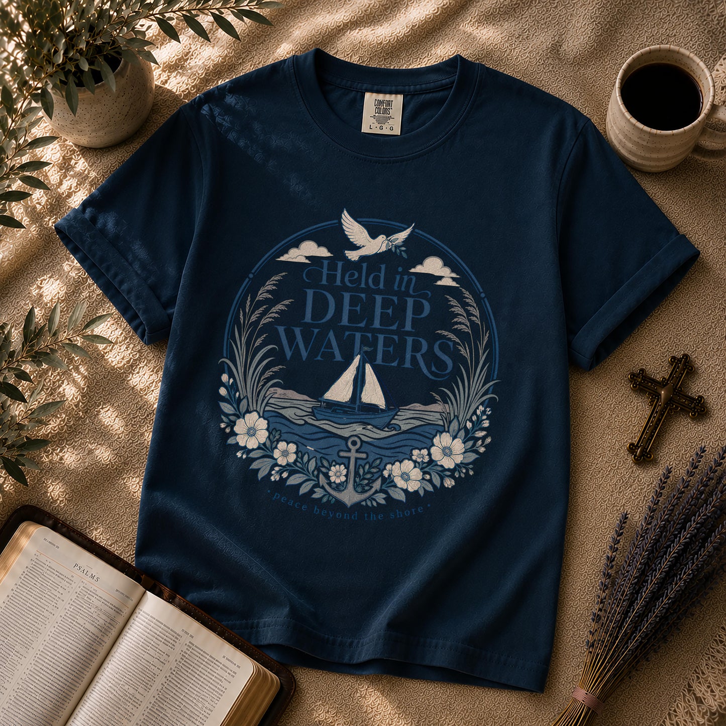 Held in Deep Waters Coastal Christian T-Shirt