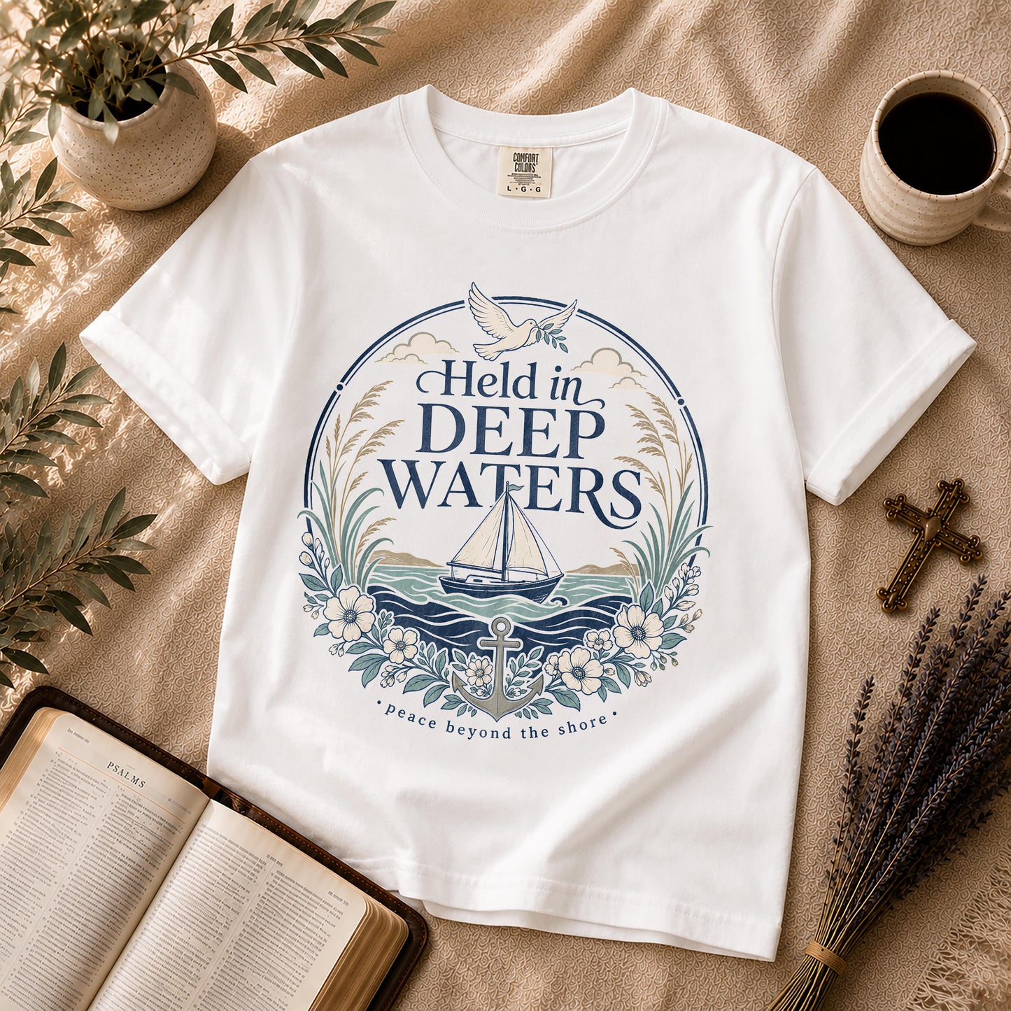 Held in Deep Waters Coastal Christian T-Shirt