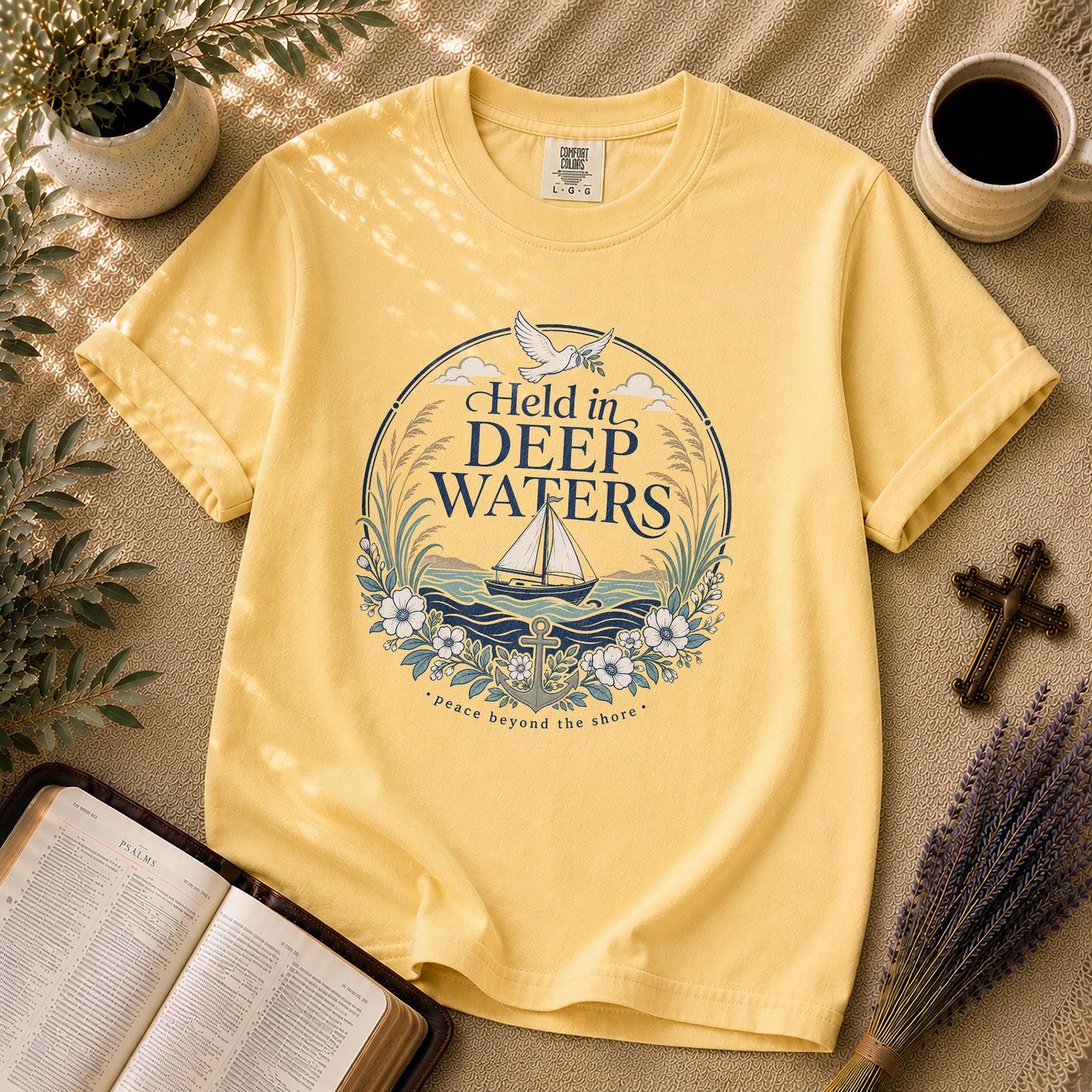 Held in Deep Waters Coastal Christian T-Shirt