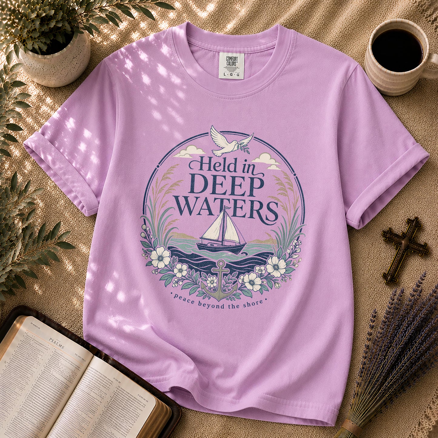 Held in Deep Waters Coastal Christian T-Shirt