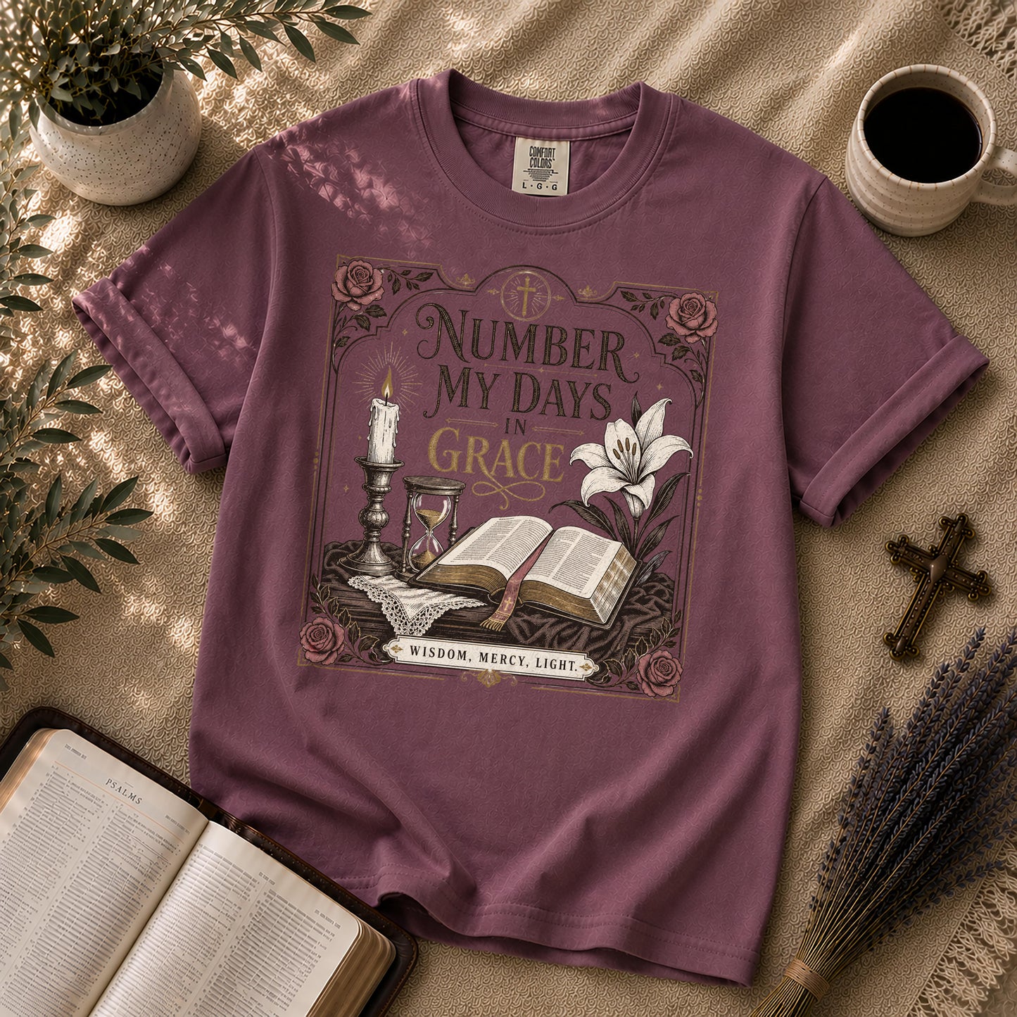 Number My Days in Grace Gothic Christian Tee