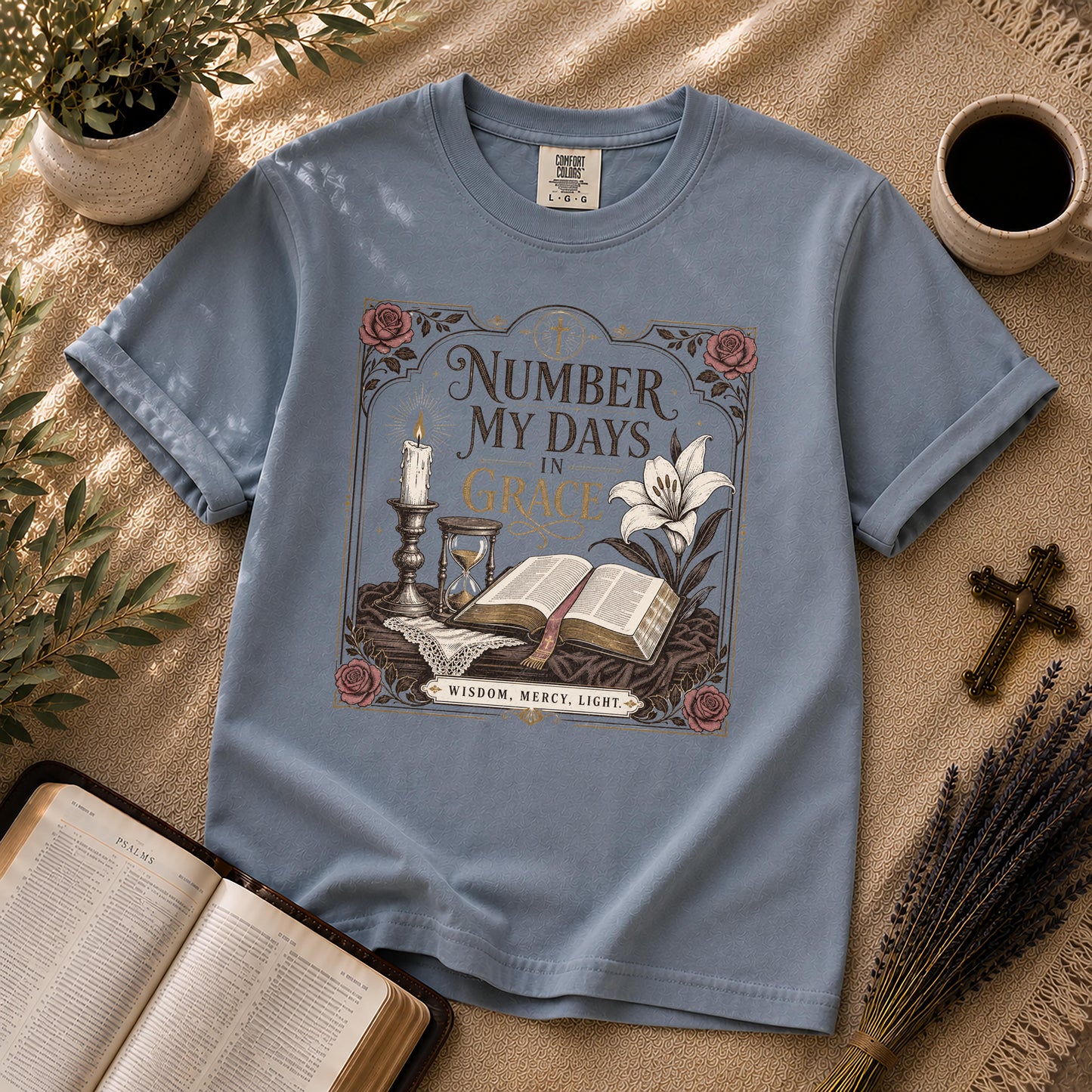 Number My Days in Grace Gothic Christian Tee