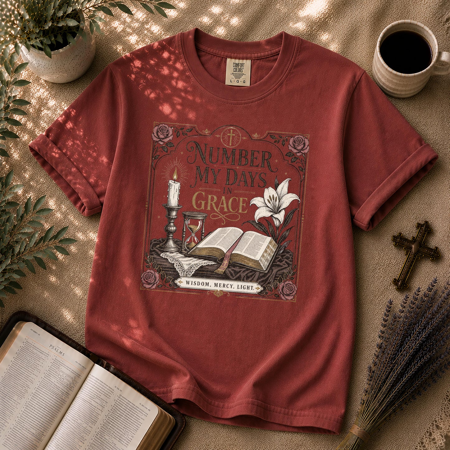 Number My Days in Grace Gothic Christian Tee