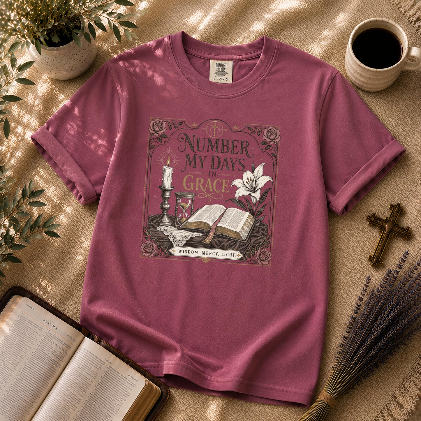 Number My Days in Grace Gothic Christian Tee
