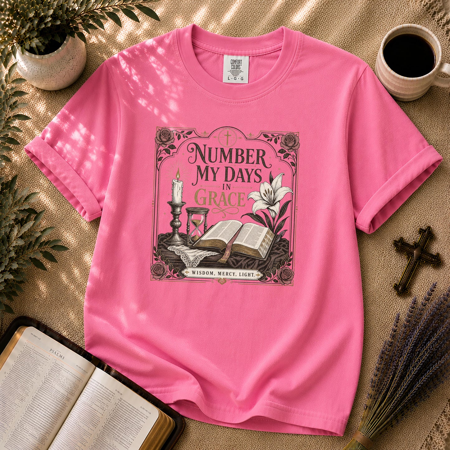 Number My Days in Grace Gothic Christian Tee