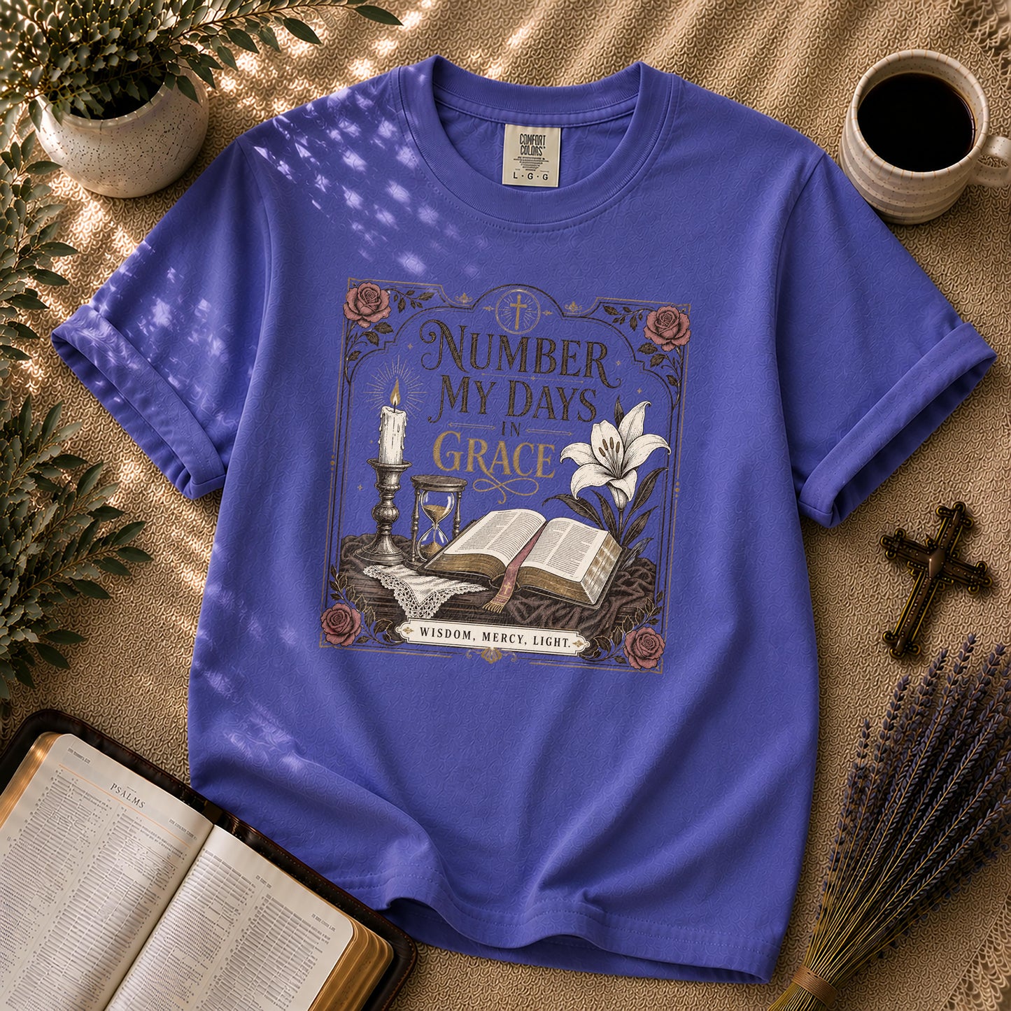 Number My Days in Grace Gothic Christian Tee