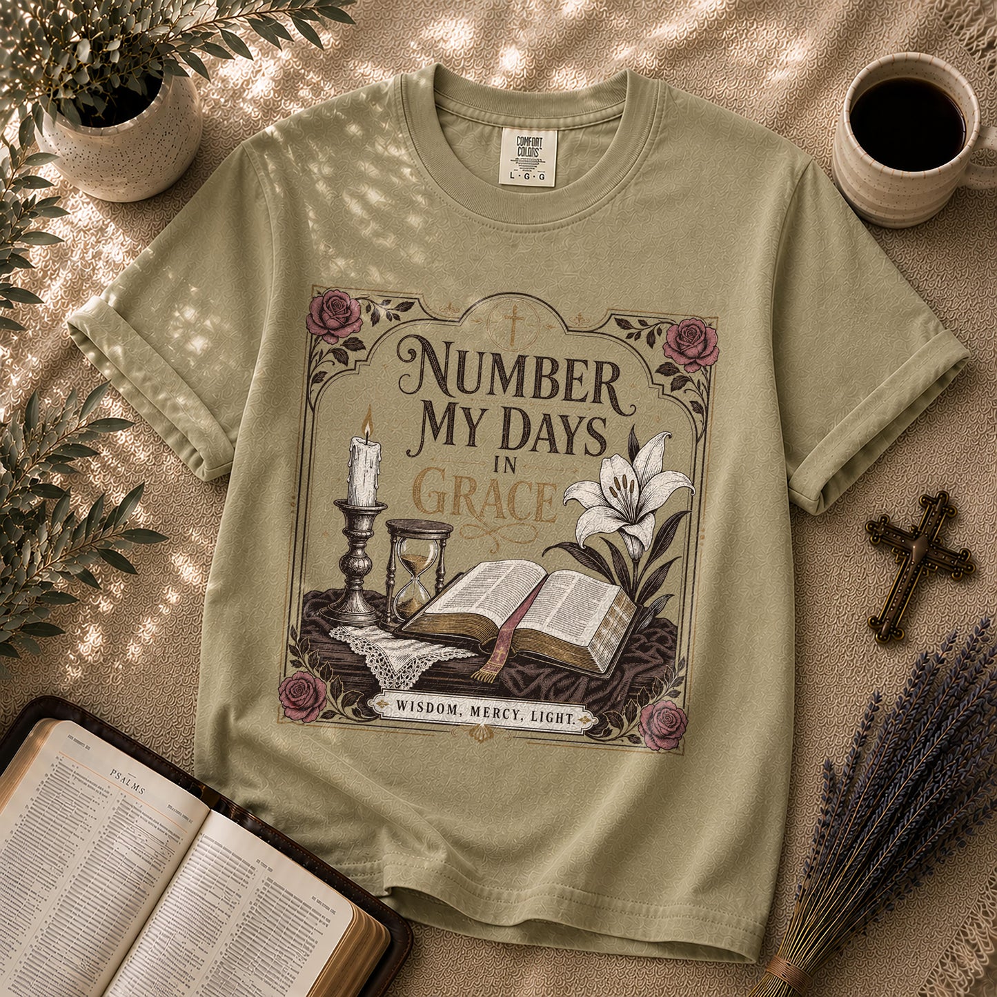 Number My Days in Grace Gothic Christian Tee