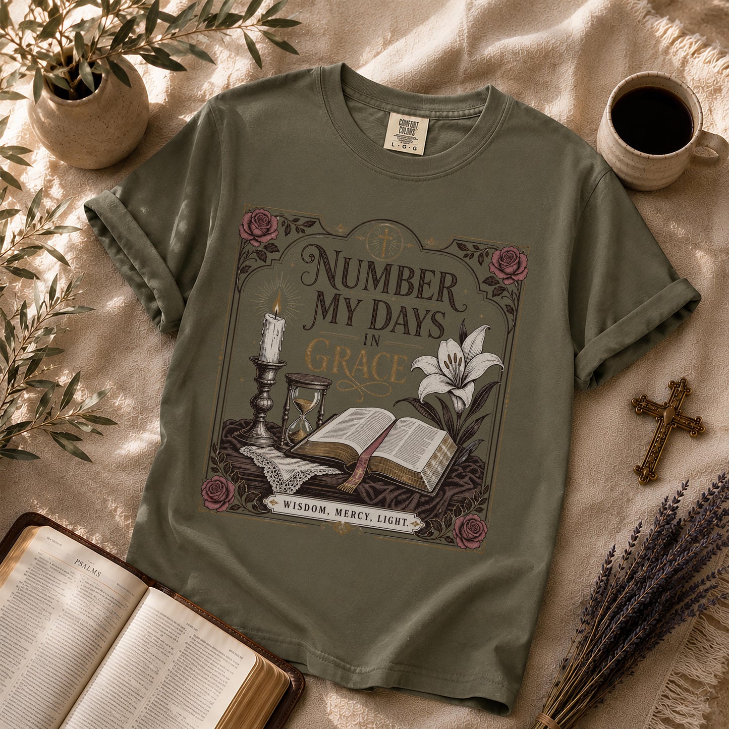 Number My Days in Grace Gothic Christian Tee