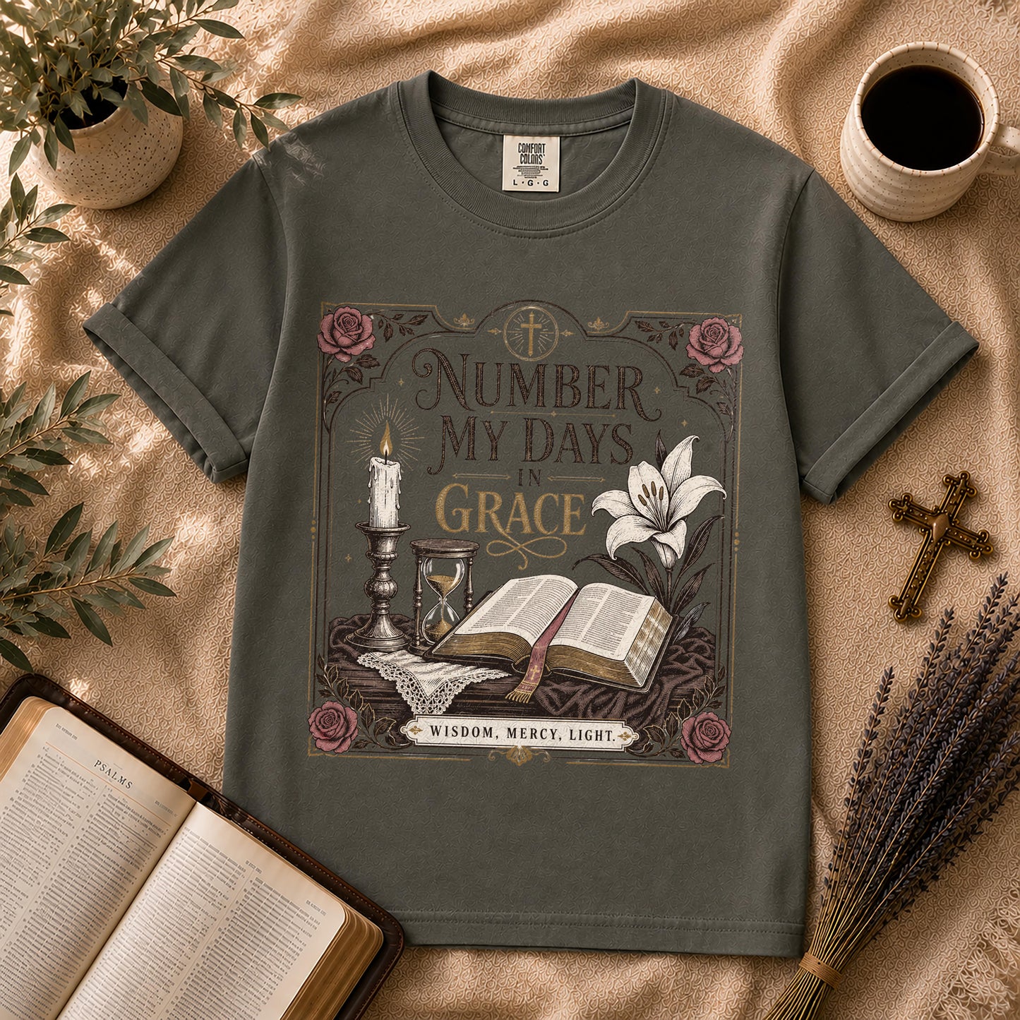 Number My Days in Grace Gothic Christian Tee