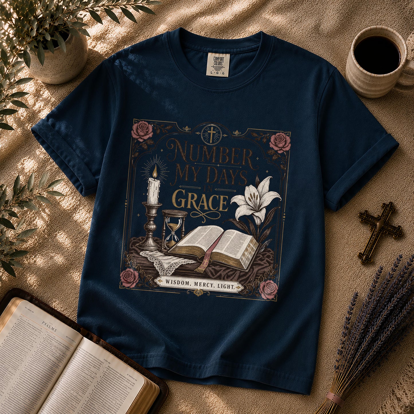 Number My Days in Grace Gothic Christian Tee
