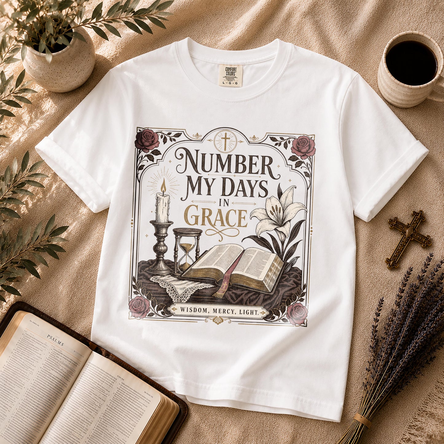 Number My Days in Grace Gothic Christian Tee